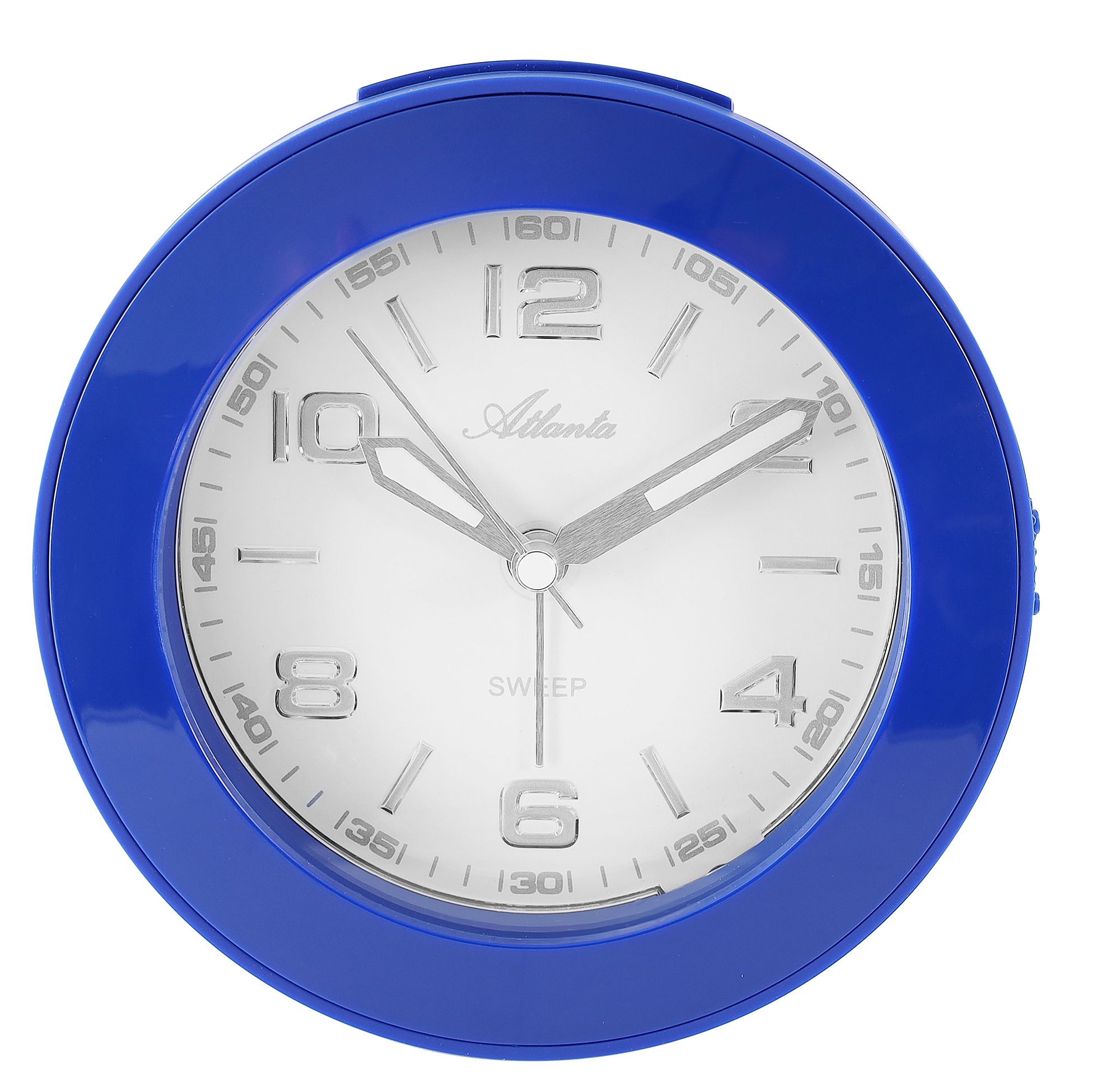 Atlanta Quarzwecker, schleichende Sekunde, Weckwiederholung, Licht, ansteigendes Wecksignal, blau ø 12 cm