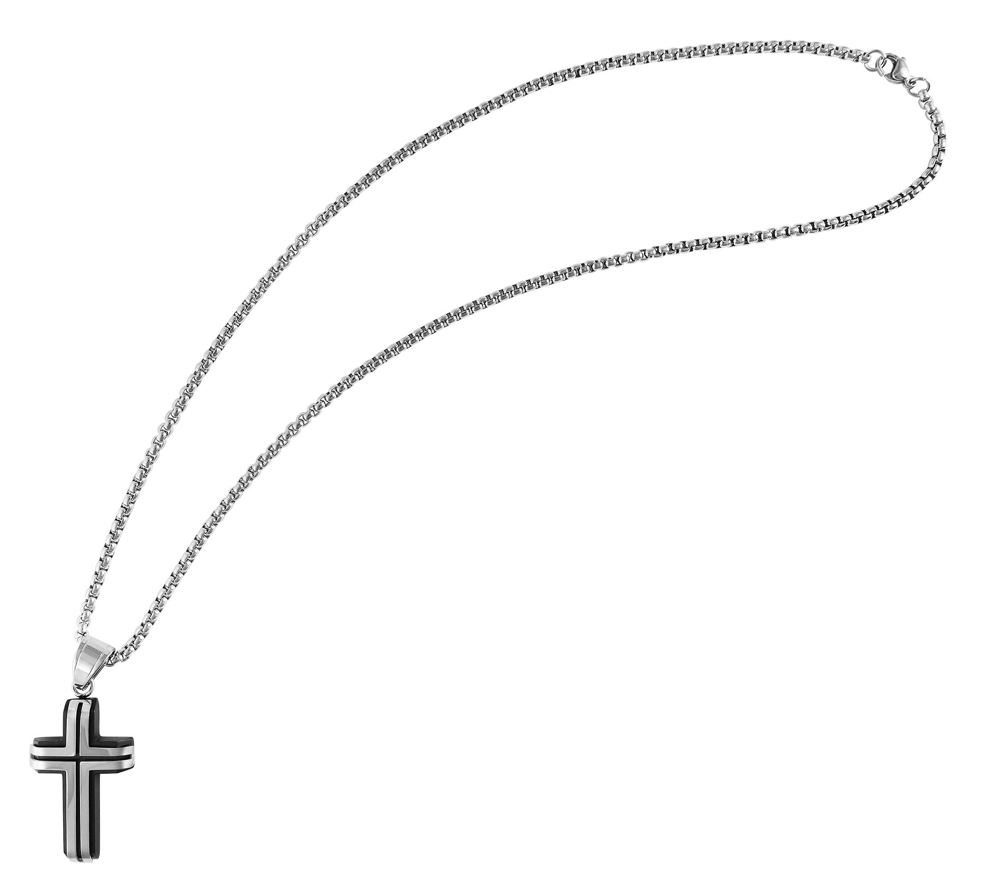 "Torge" Edelstahl Kette mit Anhänger - Kreuz, 50 cm, silberfarben/ bicolor