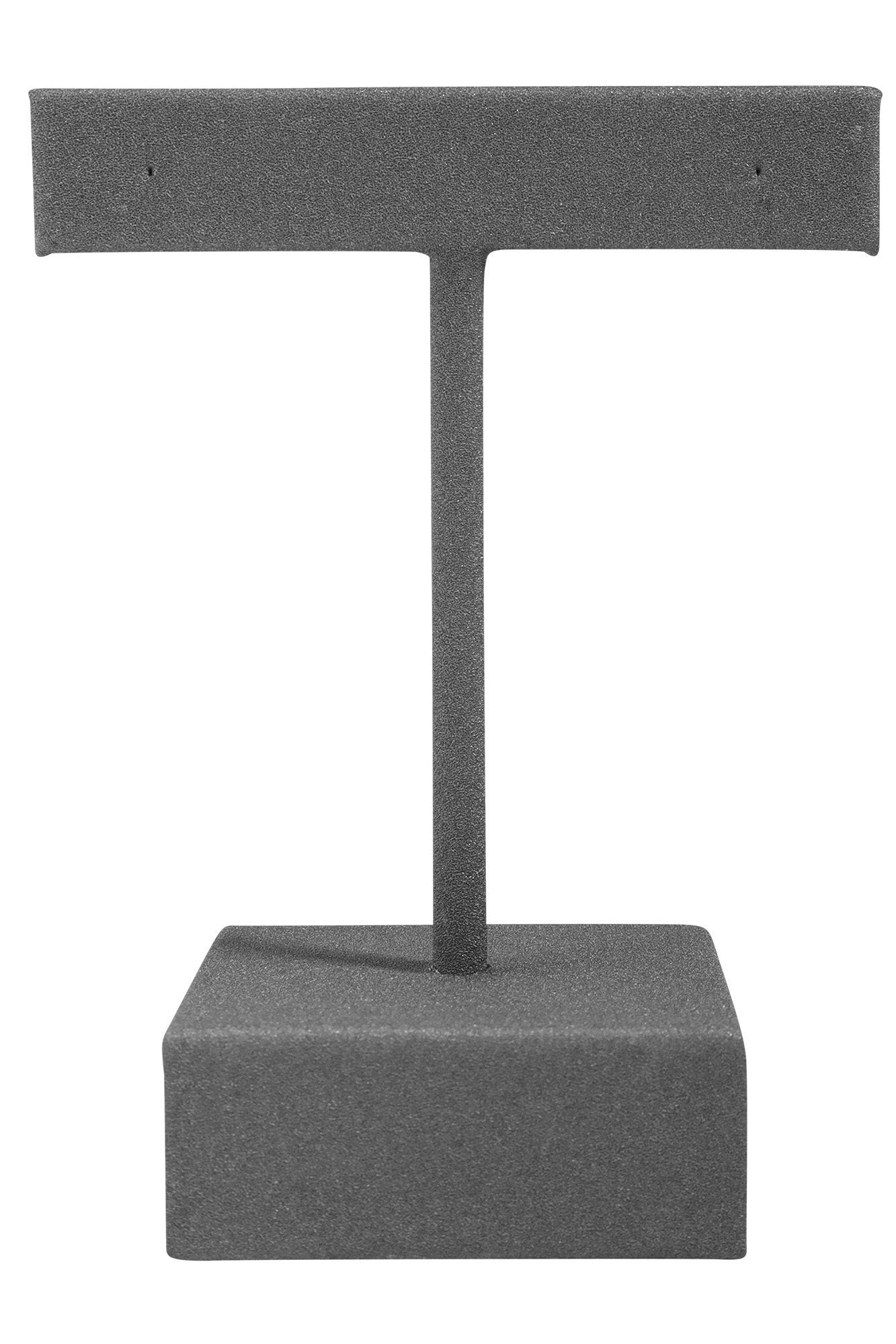 Aufsteller für Ohrringe/ Ohrhänger/ Creolen (Dekoserie Soft), PU-bezogen, 8 cm, grau
