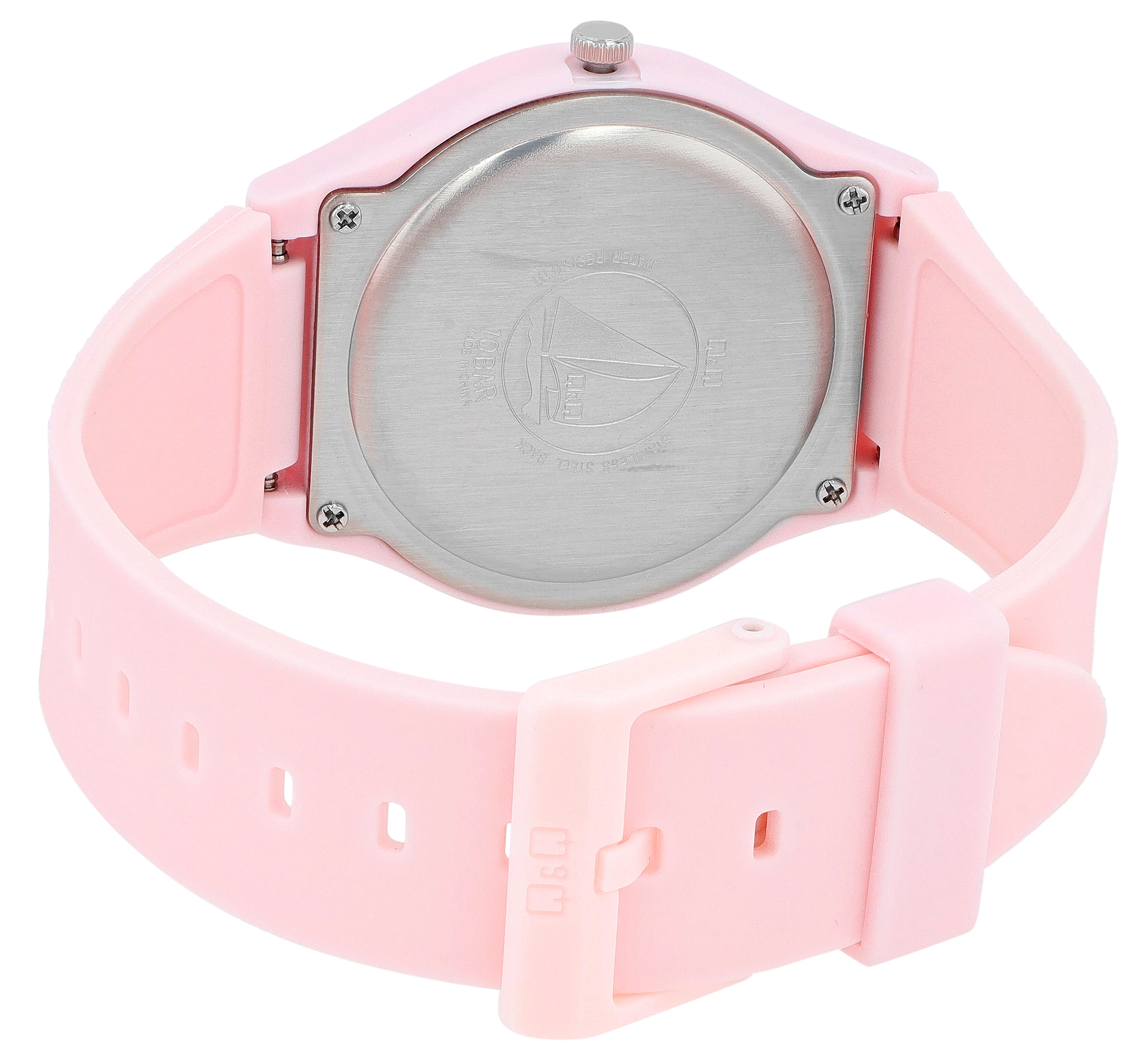 Q&Q Damen-/ Jugenduhr, Silikonarmband,  Ø 38 mm, rosa