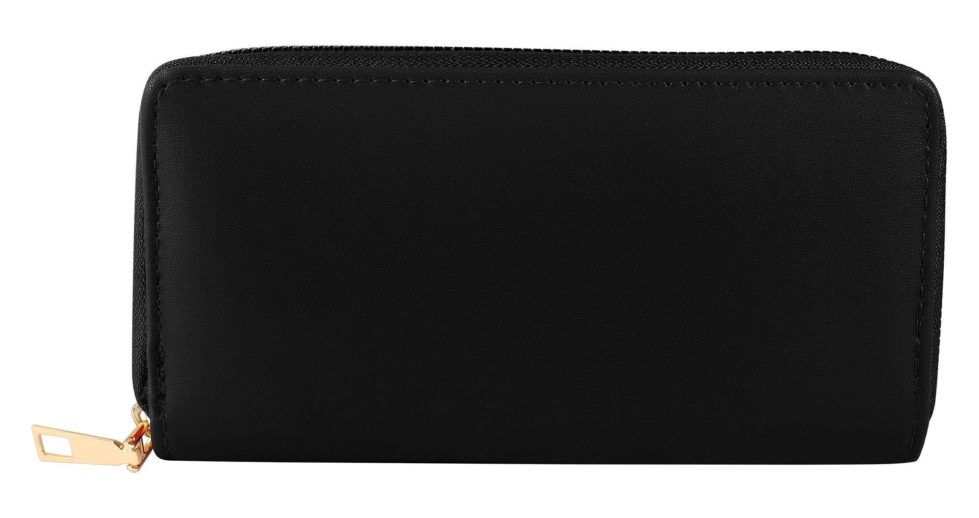 Damengeldbörse aus Lederimitat, schlichtes Design, schwarz