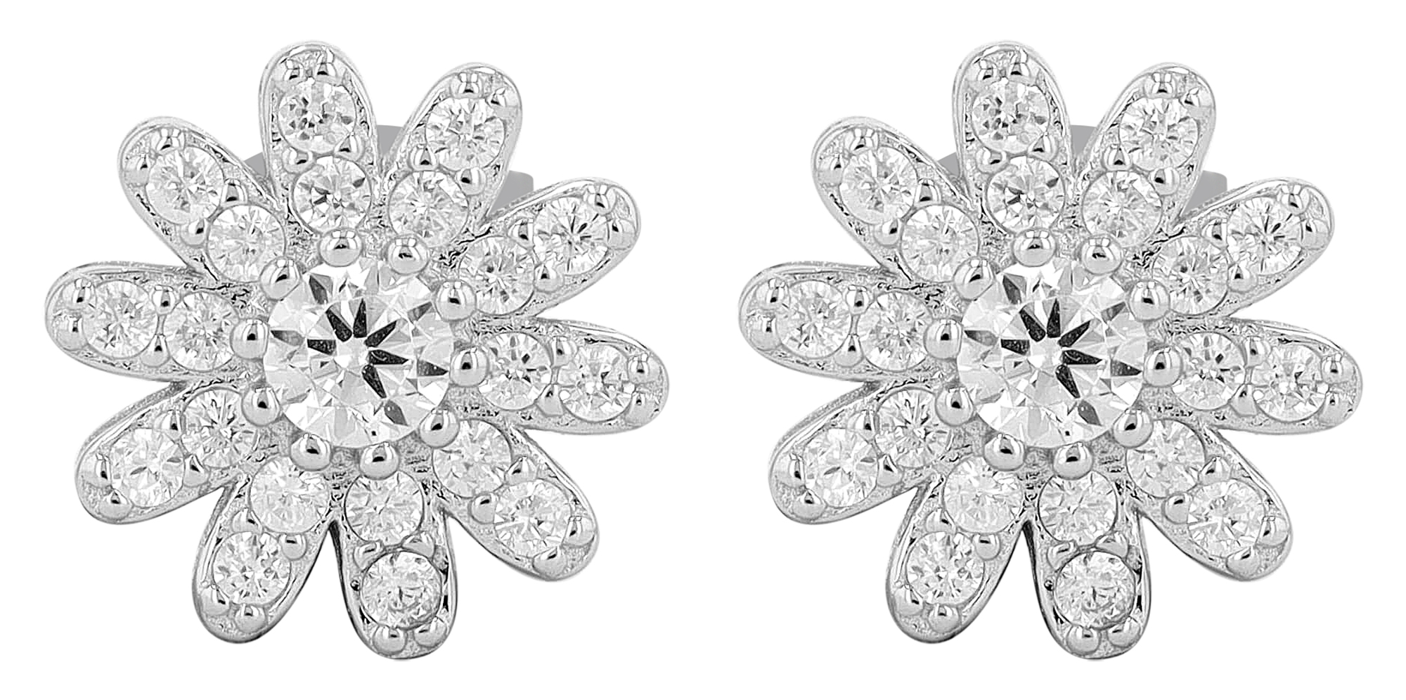"Ludmilla", 925/- Echt Silber Ohrstecker Blume, silberfarben rhodiniert