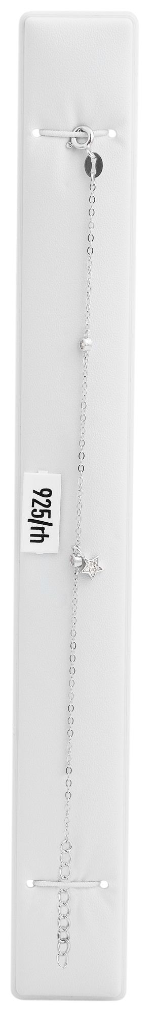 "Arij" 925/rh Echt Silber Armband, 17 + 3 cm, Sternanhänger , Zirkoniabesatz, silberfarben/ rhodiniert
