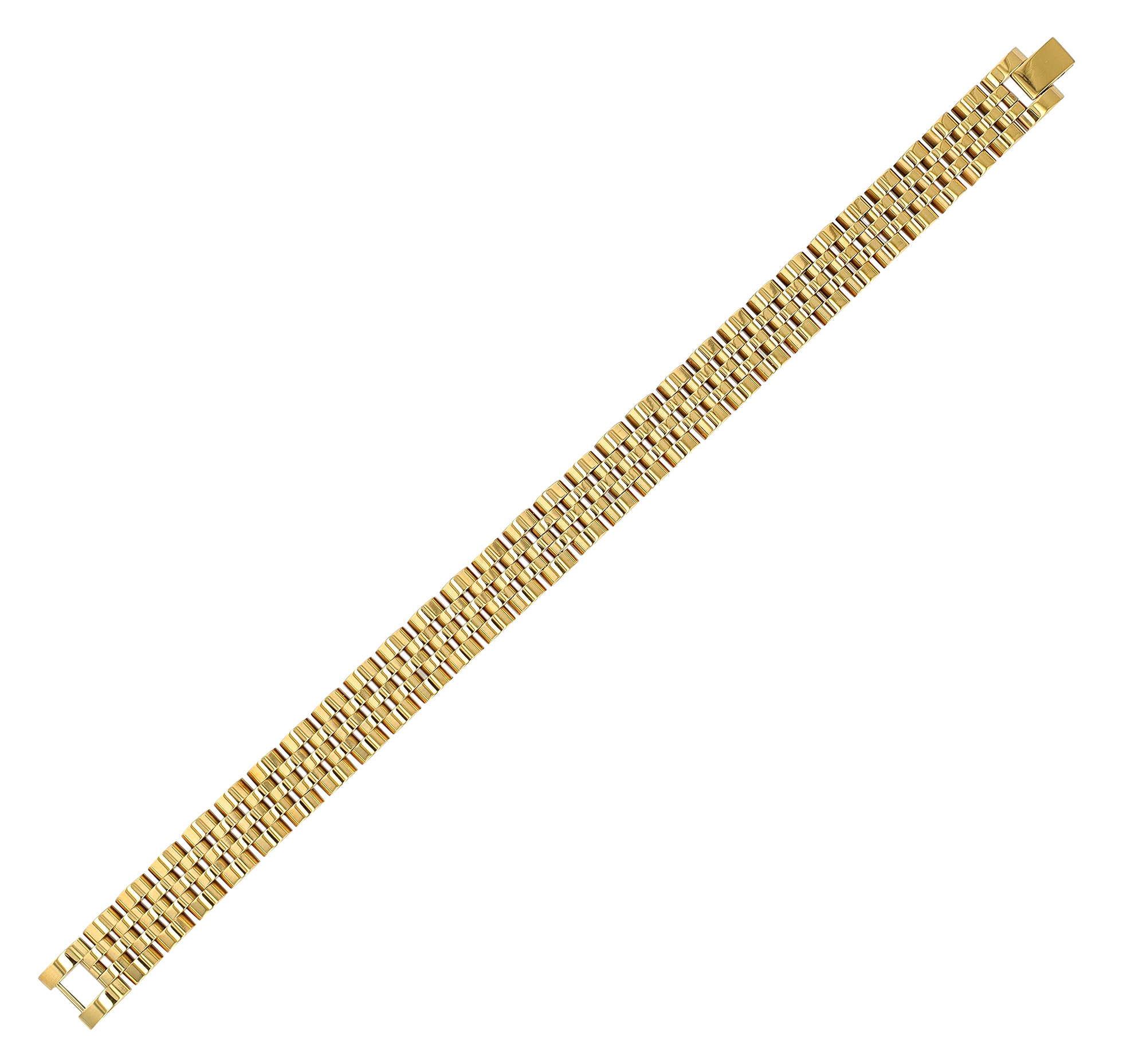 "Taron" Edelstahl Gliederarmband - Jubilee-Design, Länge 23 cm/ 12 mm, goldfarben