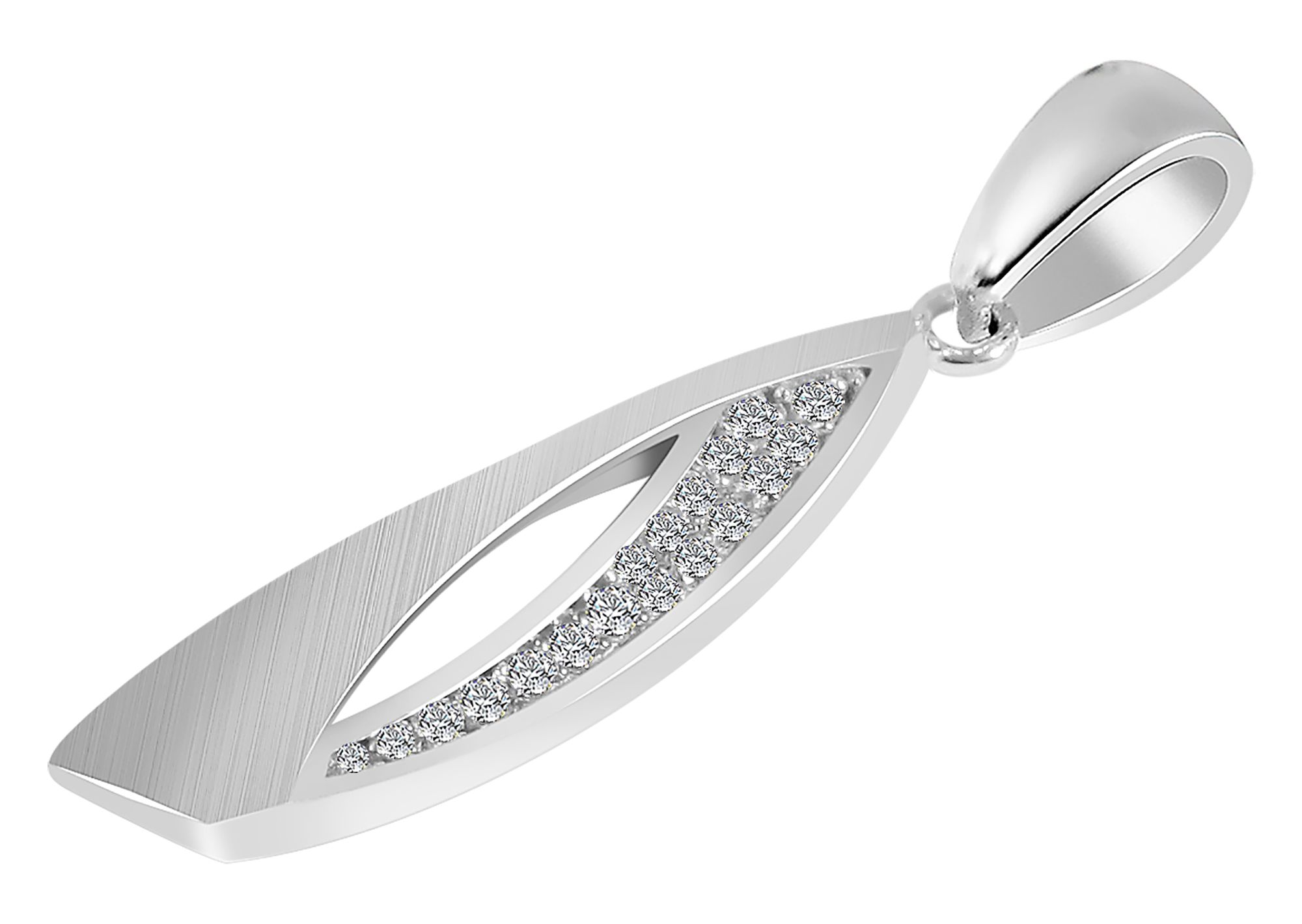 "Anela" 925/rh Echt Silber Anhänger (ohne Kette), Zirkoniabesatz, silberfarben