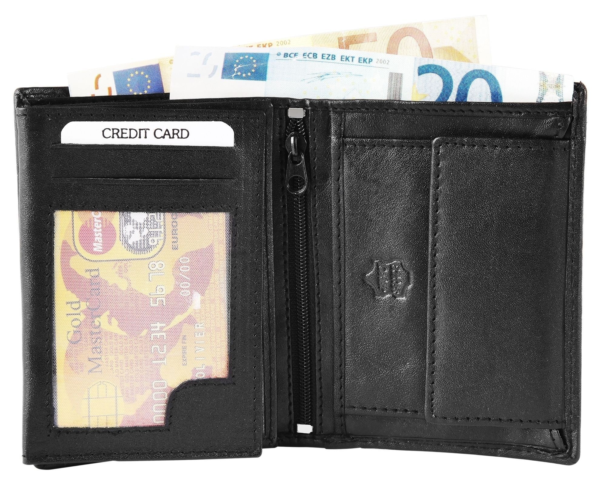 Akzent Herren Geldbörse aus Echtleder in schwarz. Format 9 x 12 cm.