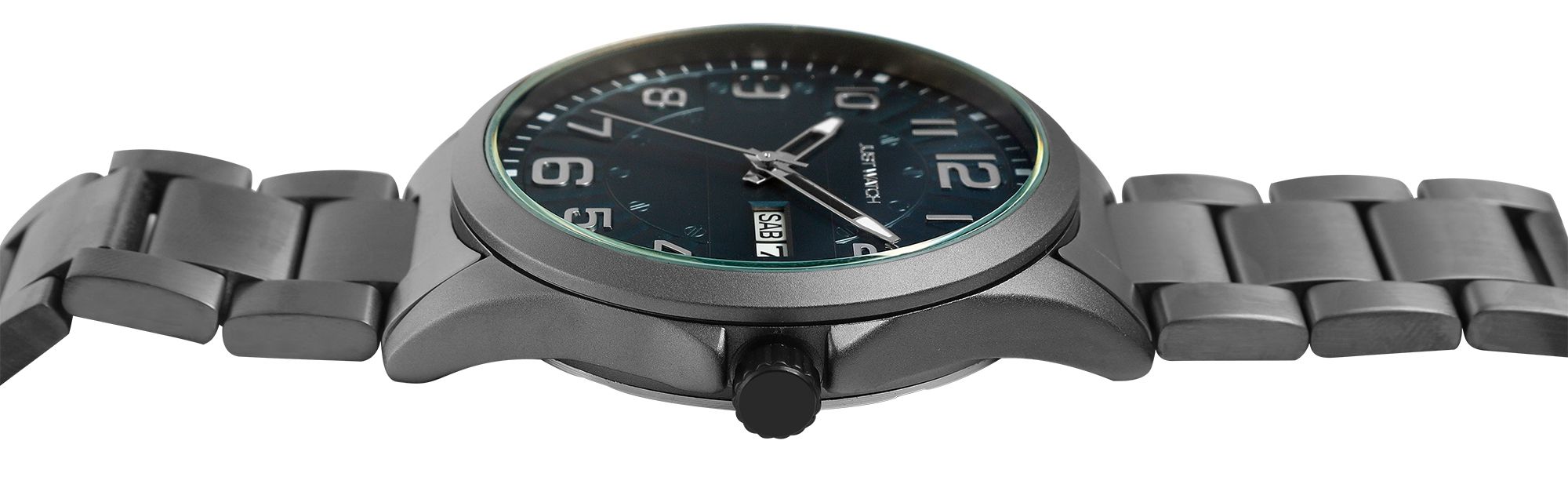 Just Watch Herrenuhr, Edelstahlband, grau/petrol