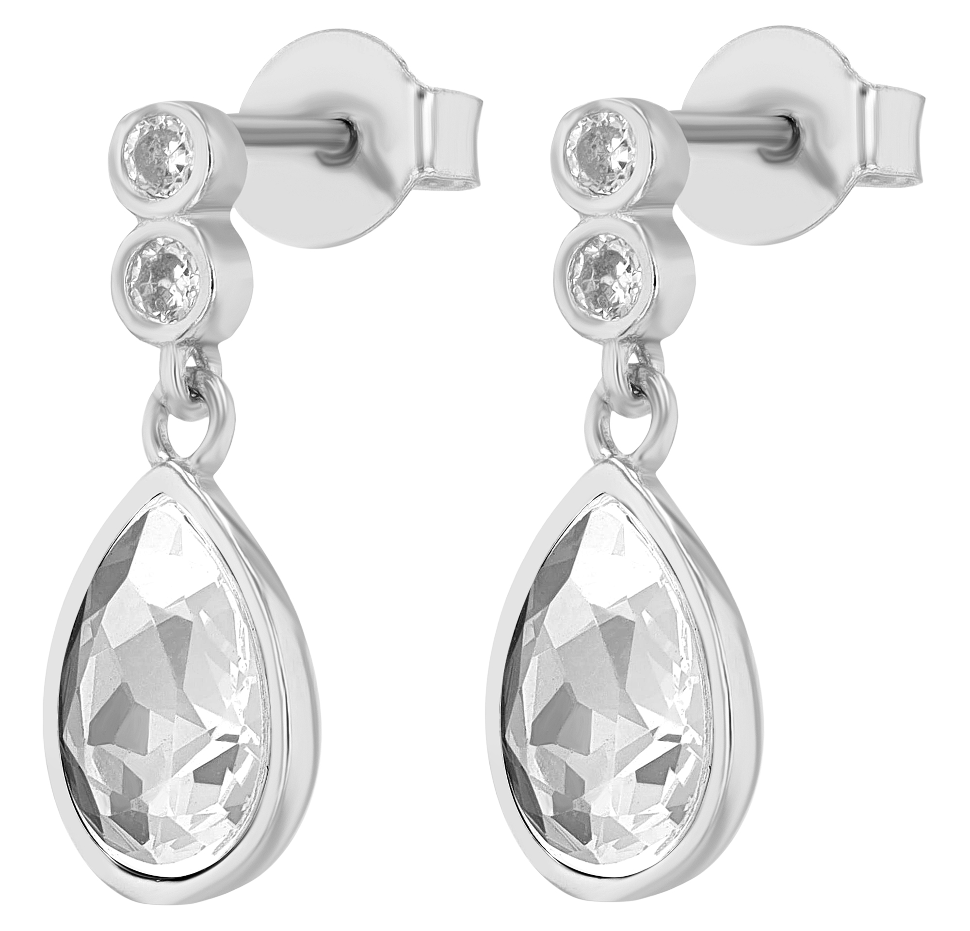 "Carli" 925/- Echt Silber Ohrhänger, weißer Zirkonia, rhodiniert