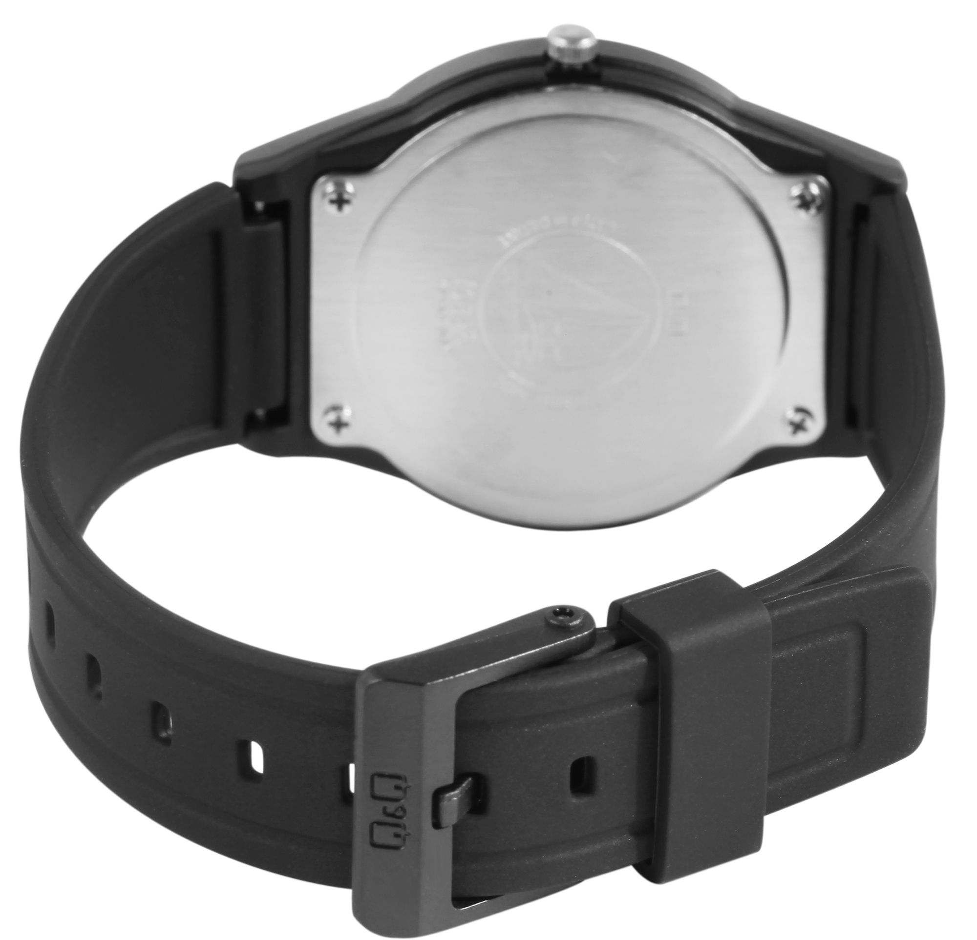 Q&Q Unisexuhr mit Silikonarmband, 10 Bar, schwarz/blau