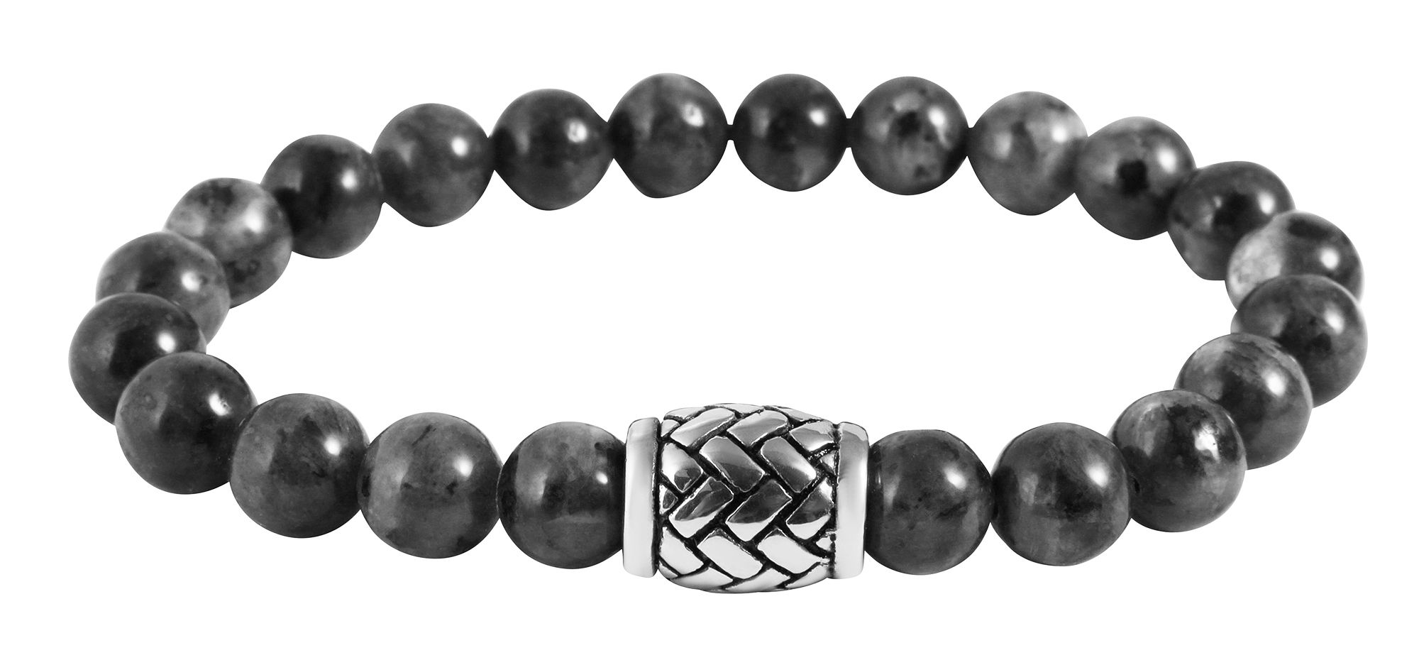 "Oni" Kugelarmband, Naturstein (Feuer Achat)/ Edelstahl