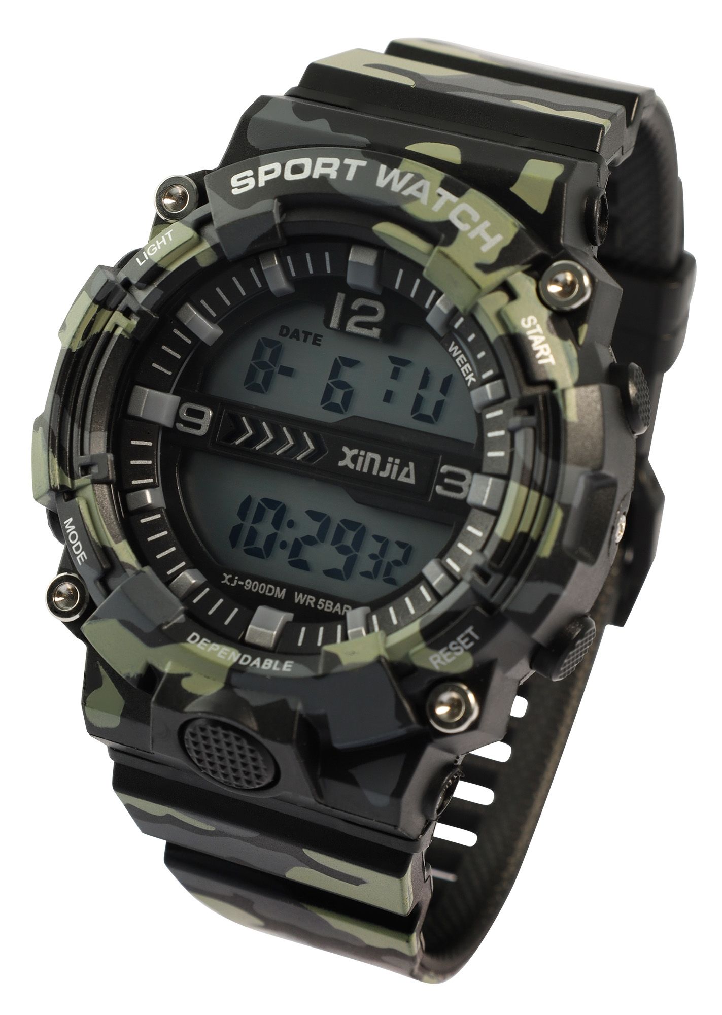 Xinjia Herrenuhr mit TPU-Band, Camouflage grau