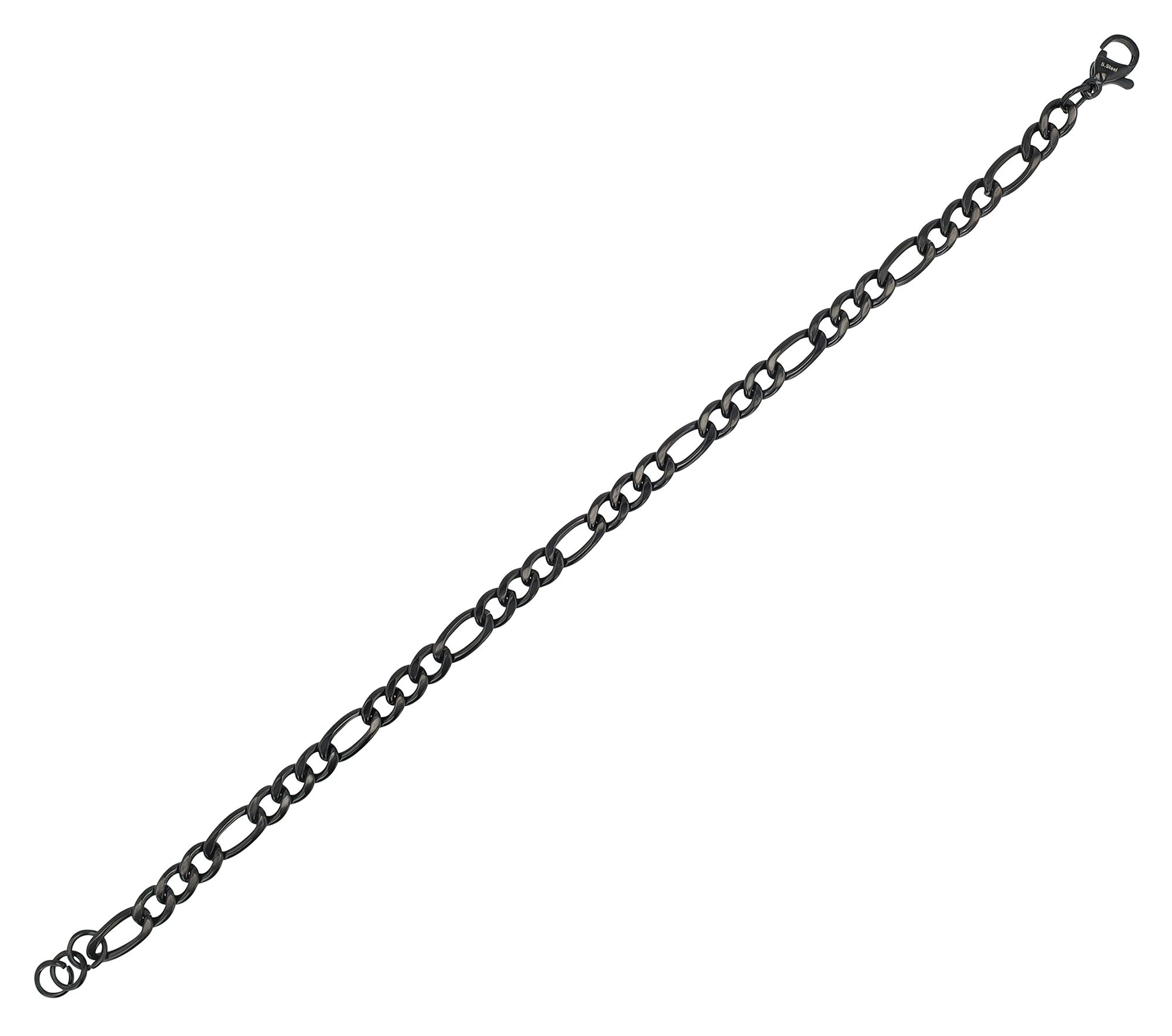 "Clarinha" Figaro-Armband aus Edelstahl, 18 cm/ 4,5 mm, schwarz