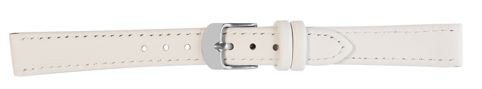 Uhrenarmband aus Echtleder, genäht, weiß, 14 mm
