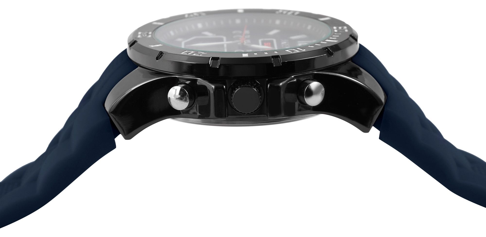 Akzent Analog-Digital Herrenuhr mit Silikonarmband, blau