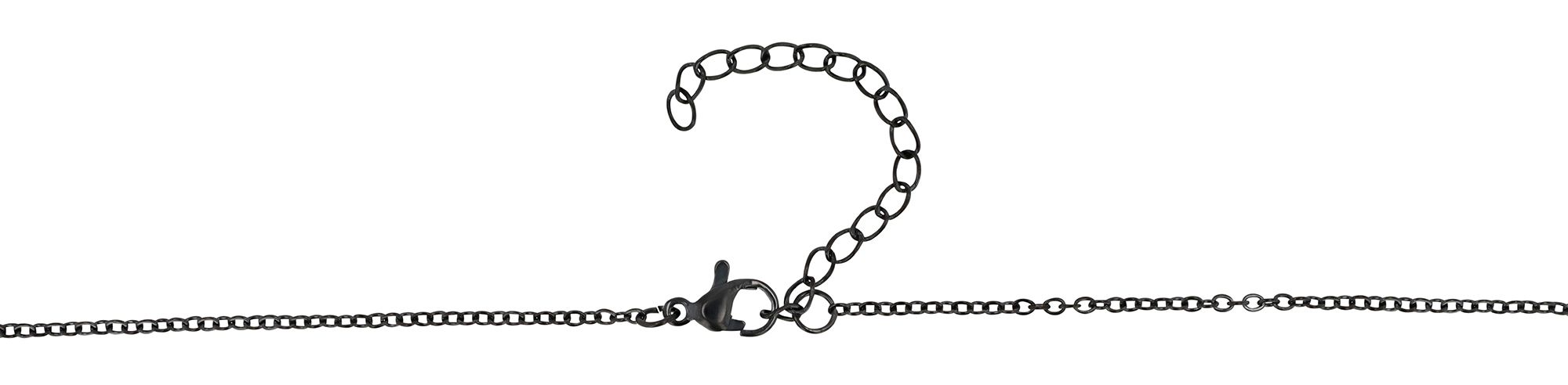 "Tabea" Edelstahlkette mit Gravurplatte, 43+5cm in schwarz