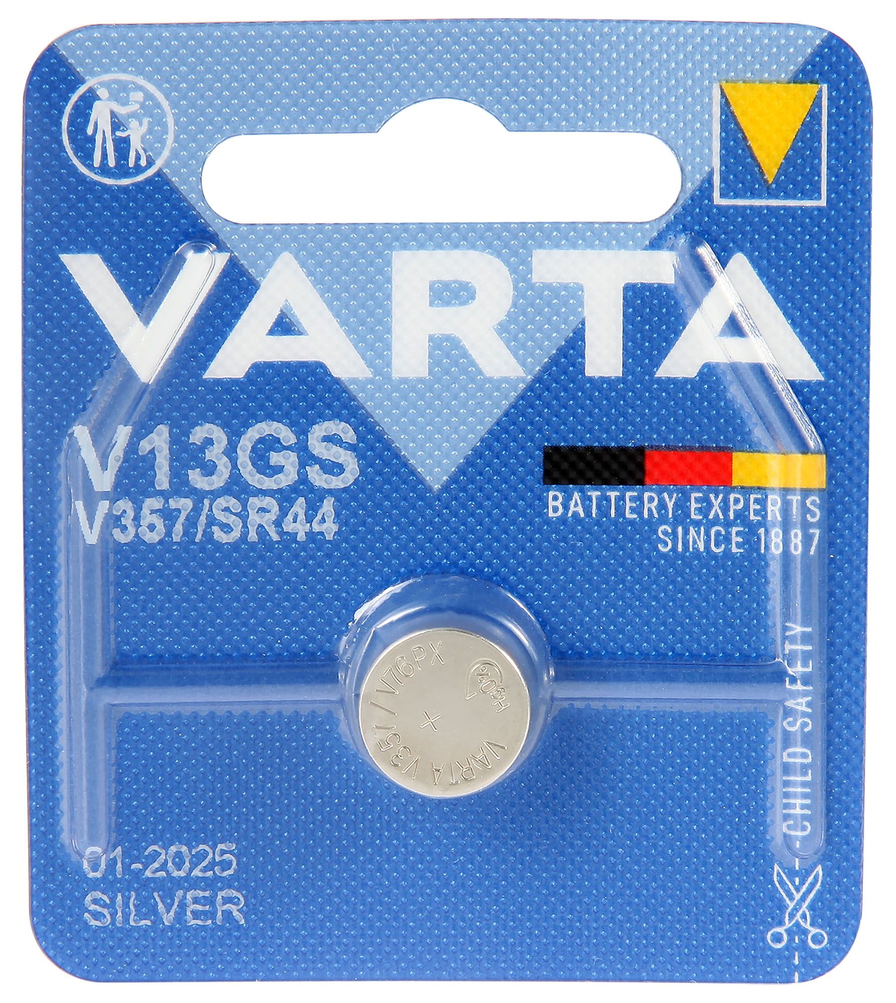 VARTA 1,55V Silver Batterie V13GS/V357/SR44, 1er Blister