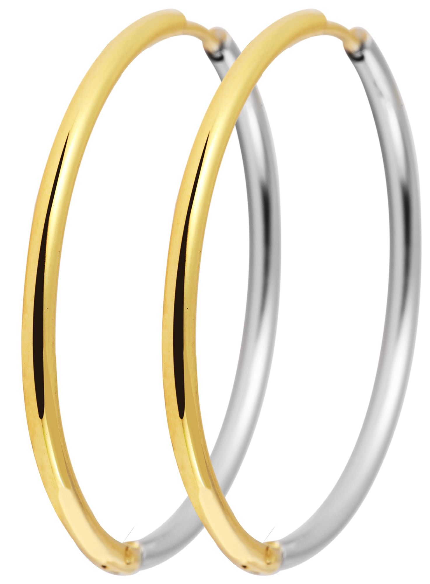 "Zuzu" Akzent Creolen aus Edelstahl, Ø 20 mm, bicolor (silberfarbig/ goldfarbig)