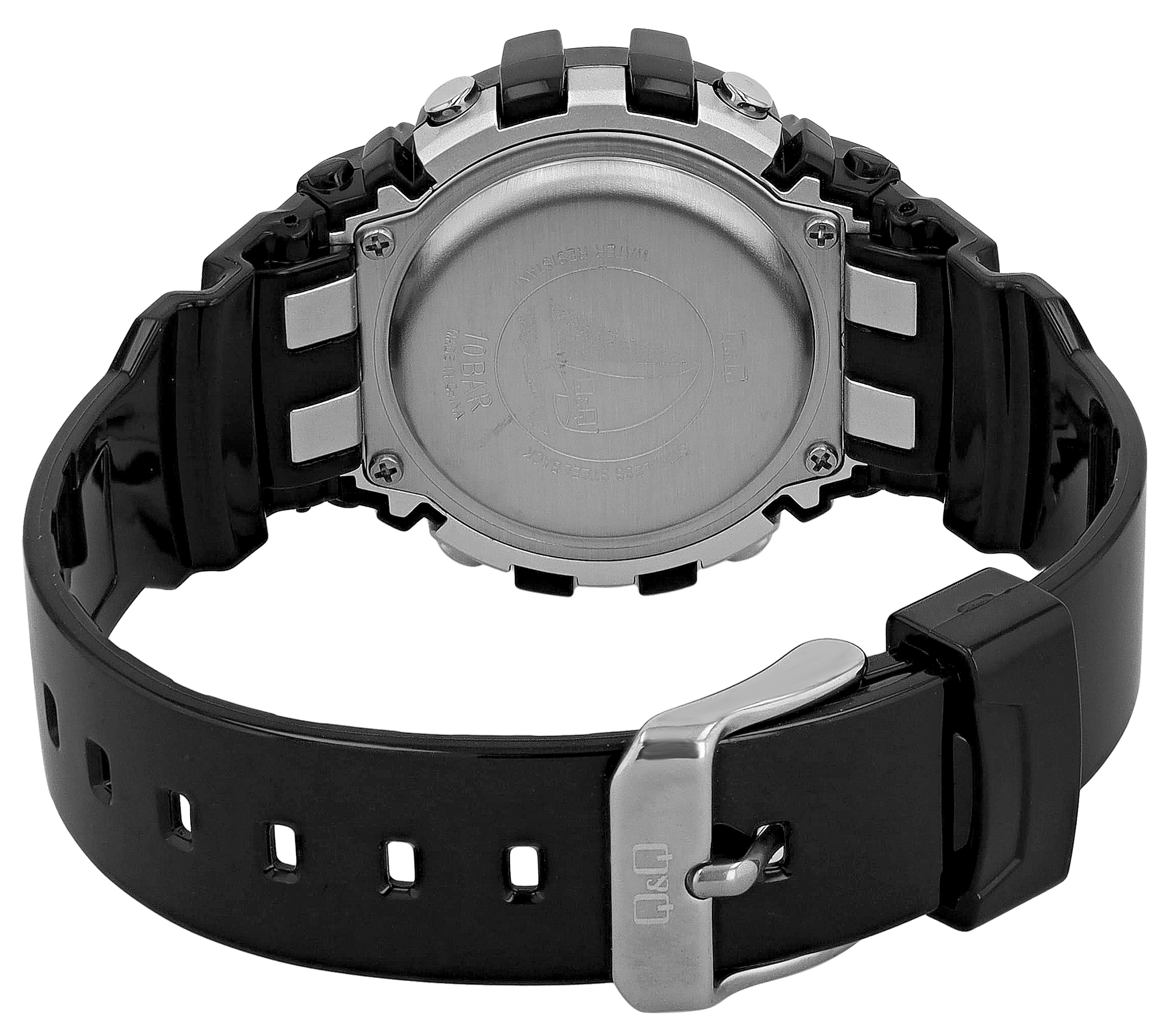 Q&Q Unisex-/Jugend Digitaluhr, Kunststoff, Silikonarmband, schwarz, 10 ATM, Ø 41 mm