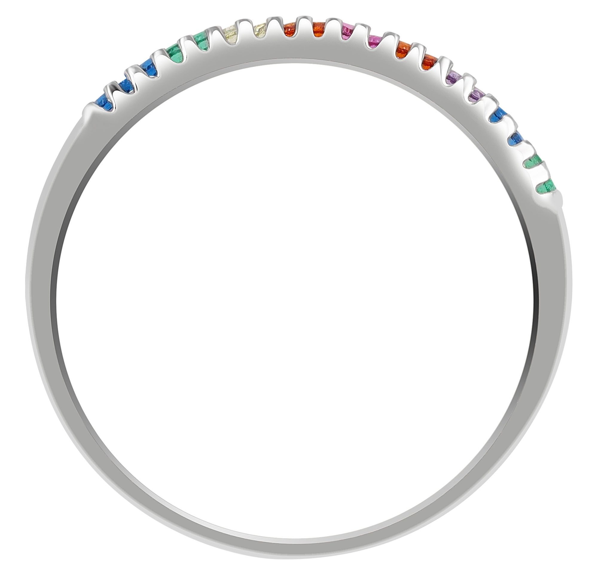 925 Echt Silber Ring mit buntem Zirkoniabesatz, Gr. 54, 925/rhodiniert