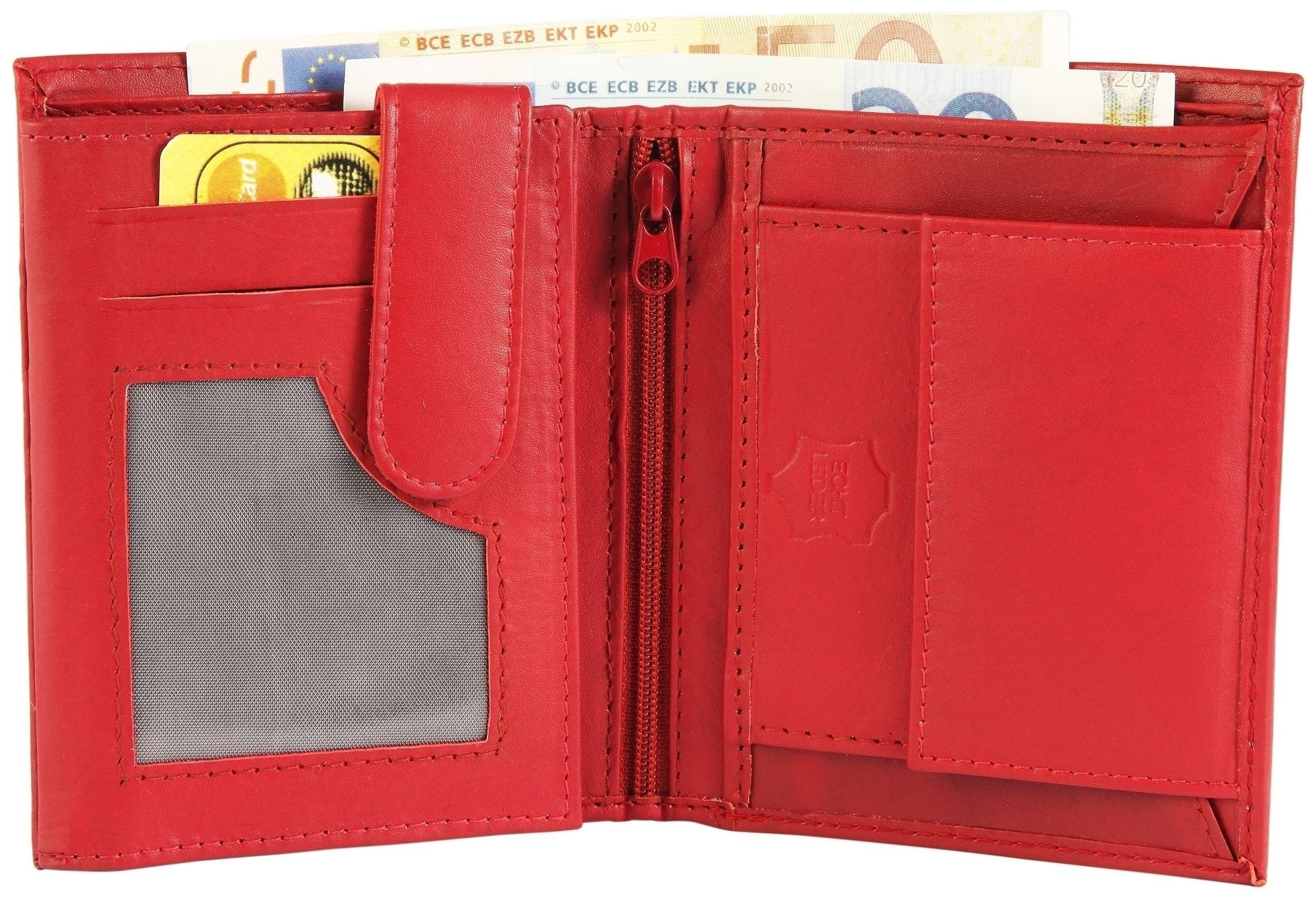 Excellanc Herren Geldbörse aus Echtleder in rot. Format 10 x 12 cm.