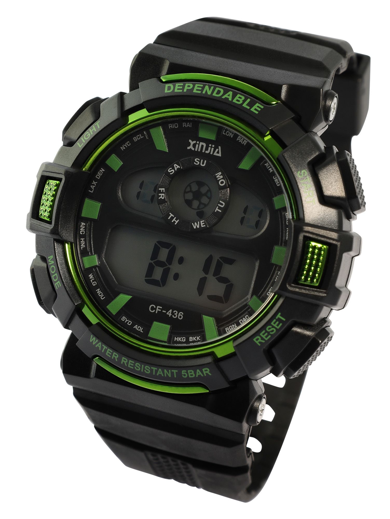 Xinjia Herrenuhr mit TPU-Band, schwarz + grün