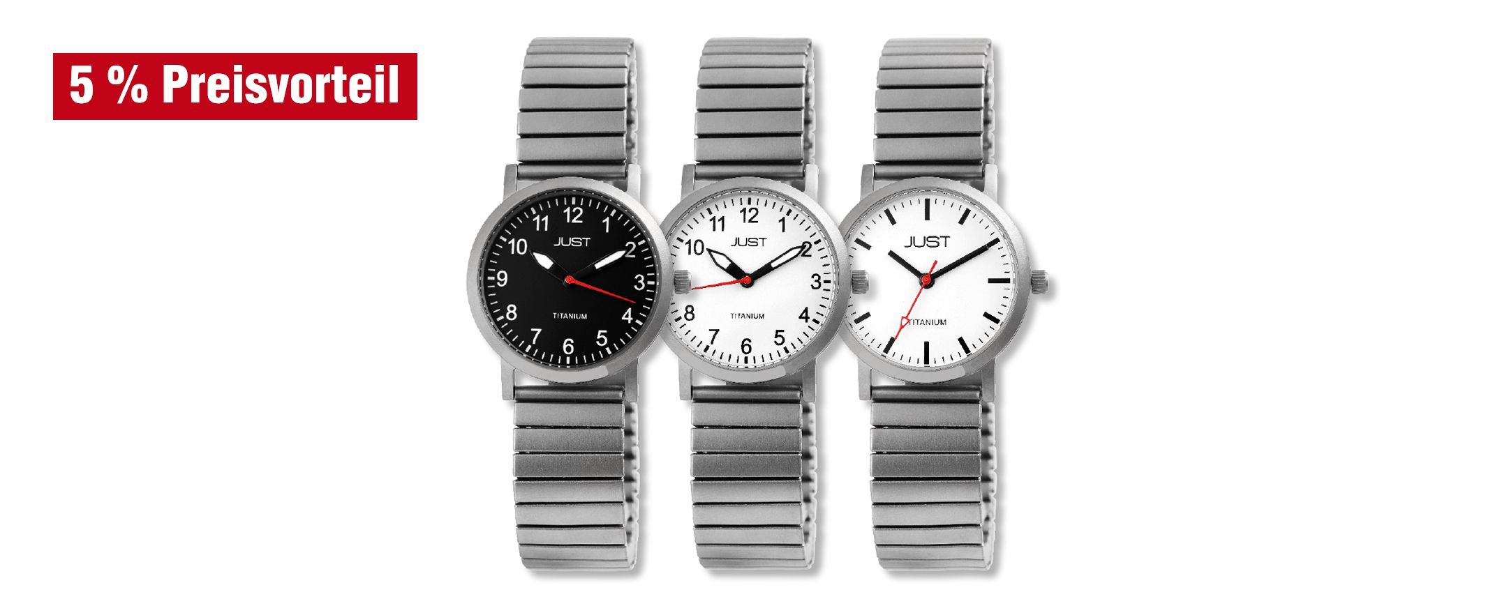 Just Damen Titanuhren Titanzugband 3er-Set, 5% Preisvorteil