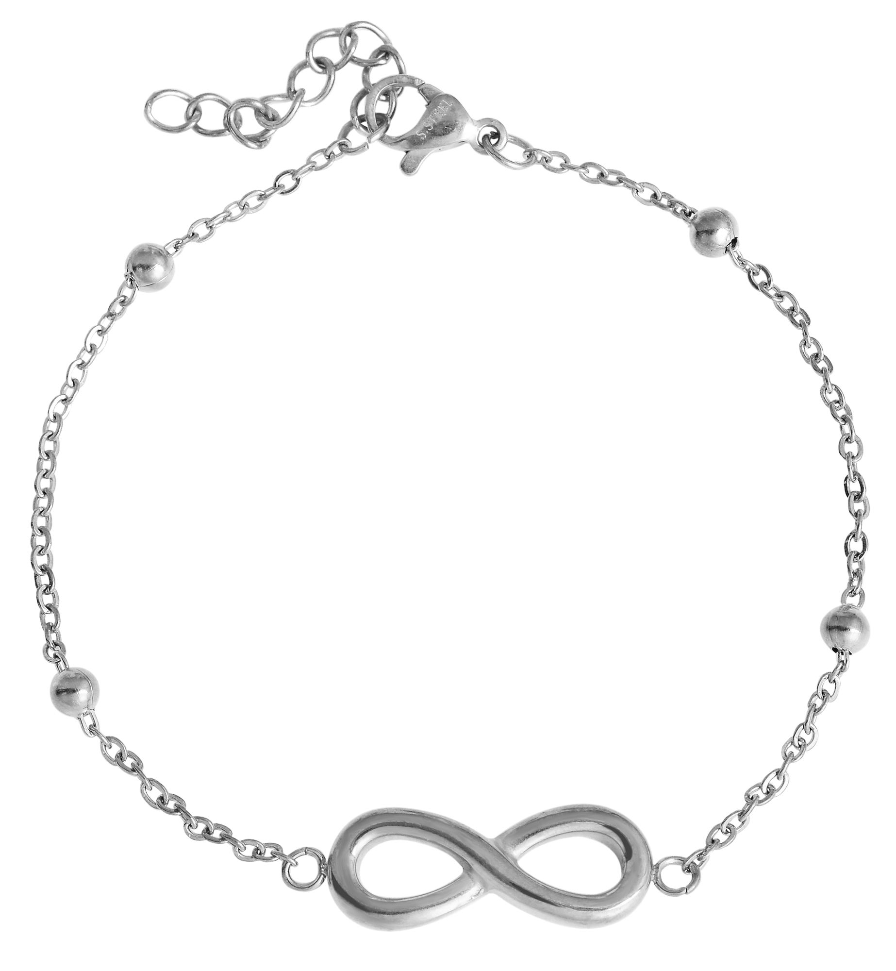 Akzent Armband aus Edelstahl, Infinity-Symbol, silberfarben, 17 cm