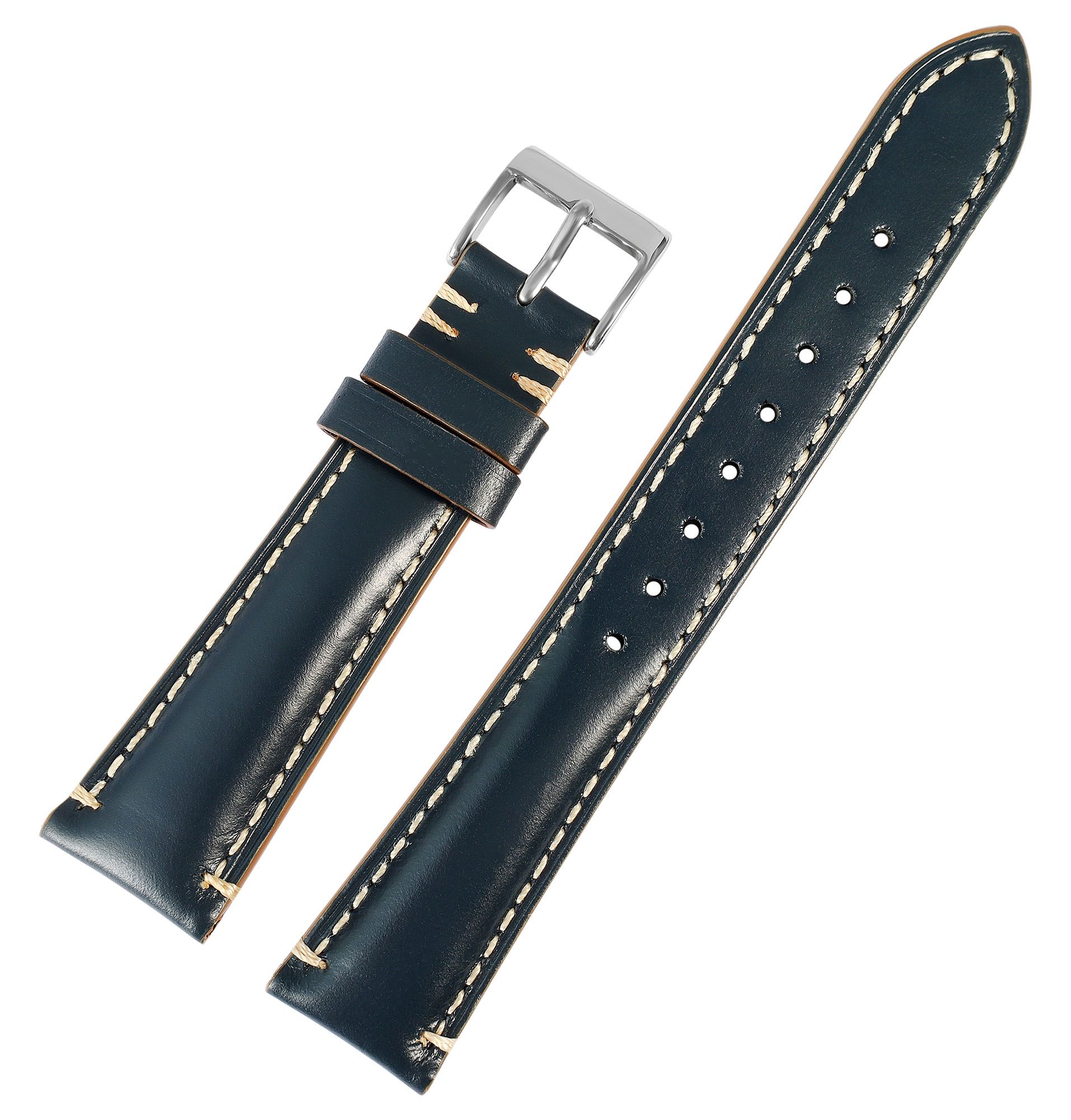 Echtleder Uhrenarmband (Quick-Release), dunkelblau, 20 mm