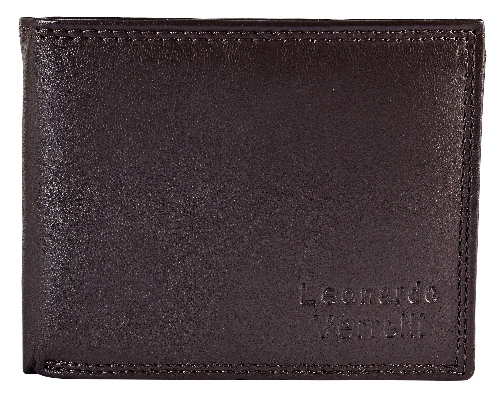 Leonardo Verrelli Echtleder (Nappa) Geldbörse, RFID, Querformat, braun