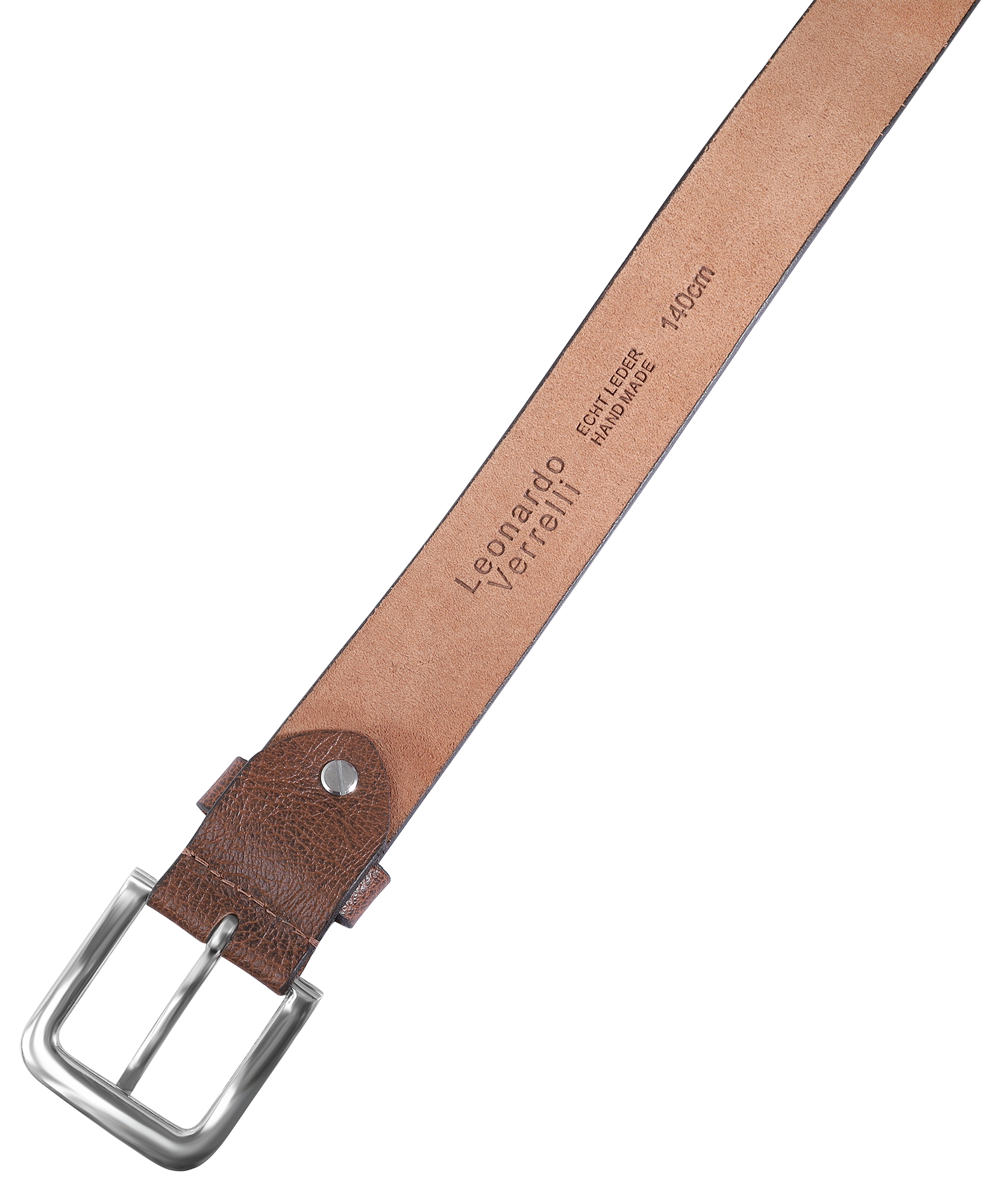 Leonardo Verrelli Echtleder Gürtel, braun, kürzbar, 100 cm