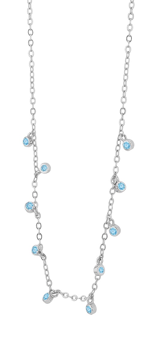 "Amaly" 925/- Echt Silber Kette mit Anhänger (hellblaue Zirkone), silberfarben rhodiniert