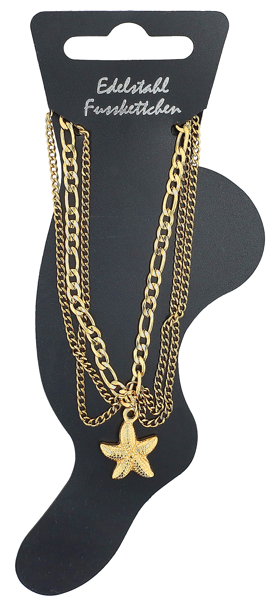 "Dyre" Fußkette mit Seestern, Edelstahl, goldfarben