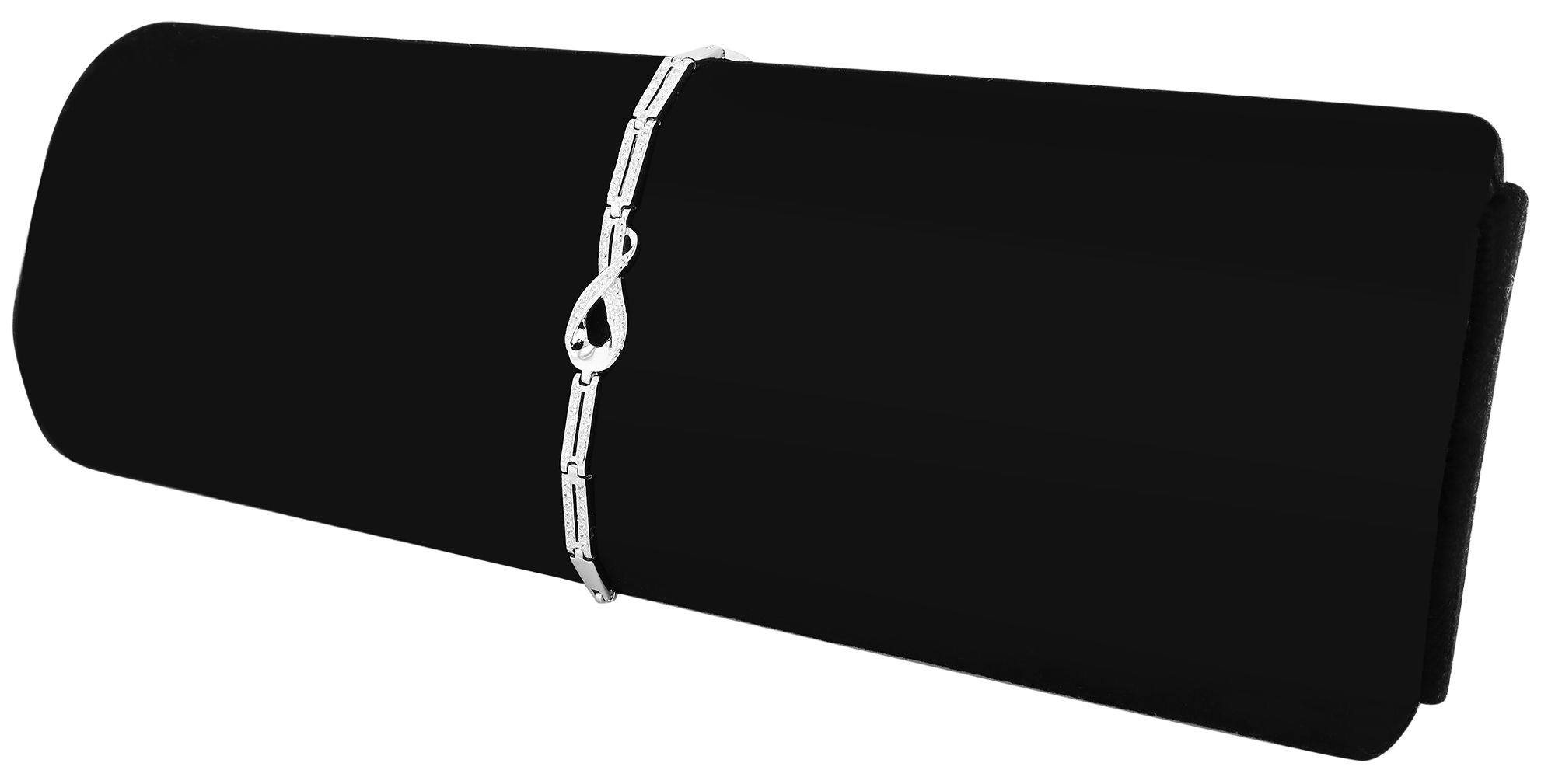925/- Echt Silber Armband "Sancha", Zirkoniabesatz, 19 + 3 cm, rhodiniert