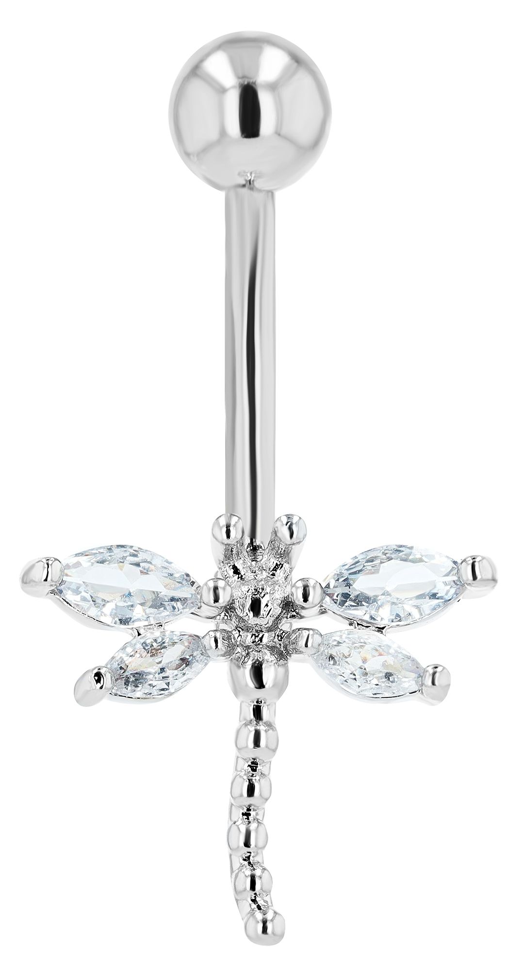 "Thali" 316L Edelstahl-Messing Bauchnabelpiercing, Libelle, Stablstärke 1,6 mm/ Länge 11mm