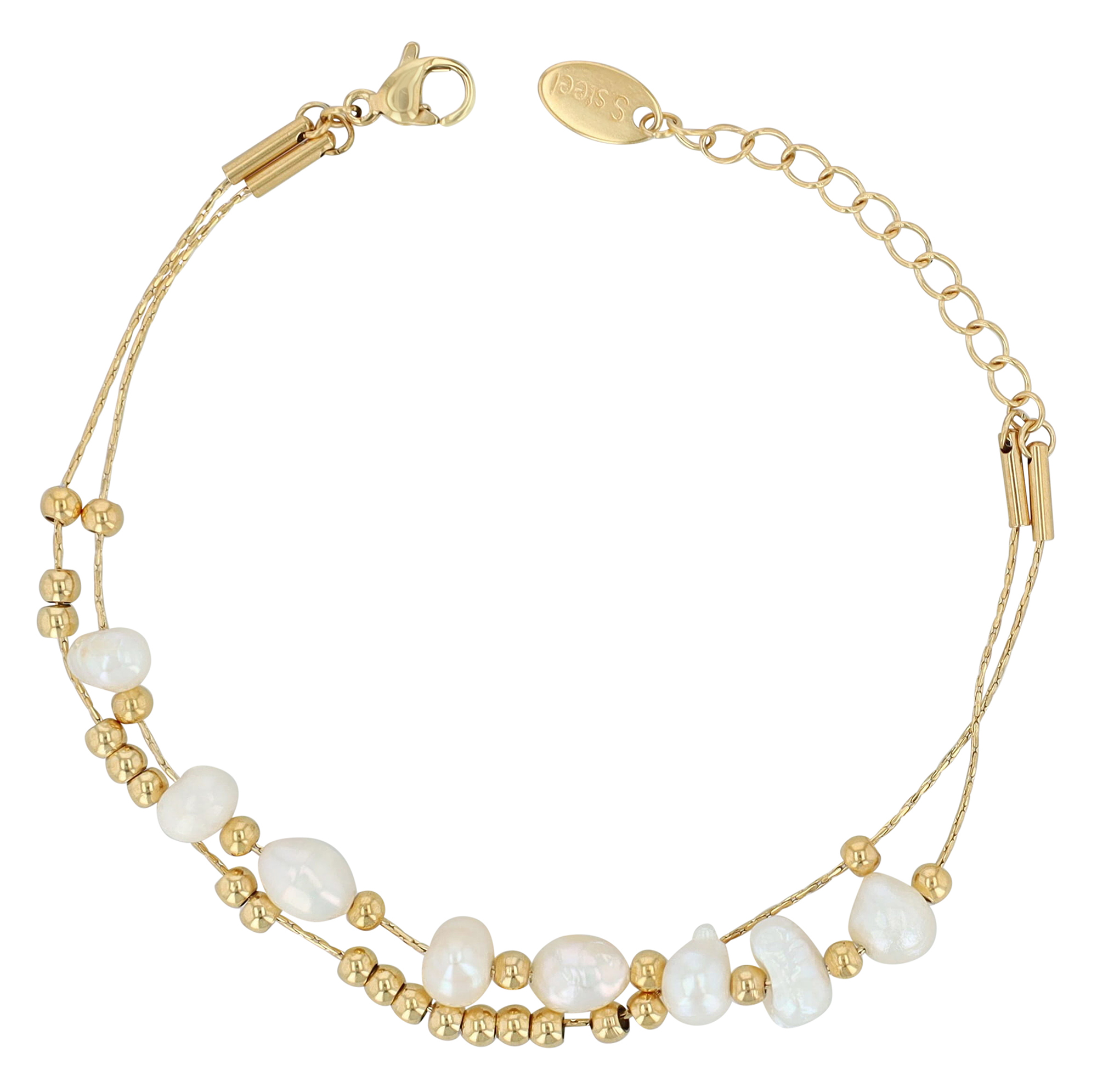 "Arabella" Edelstahl, Doppelarmband-Armband, 17 + 5 cm, goldfarben