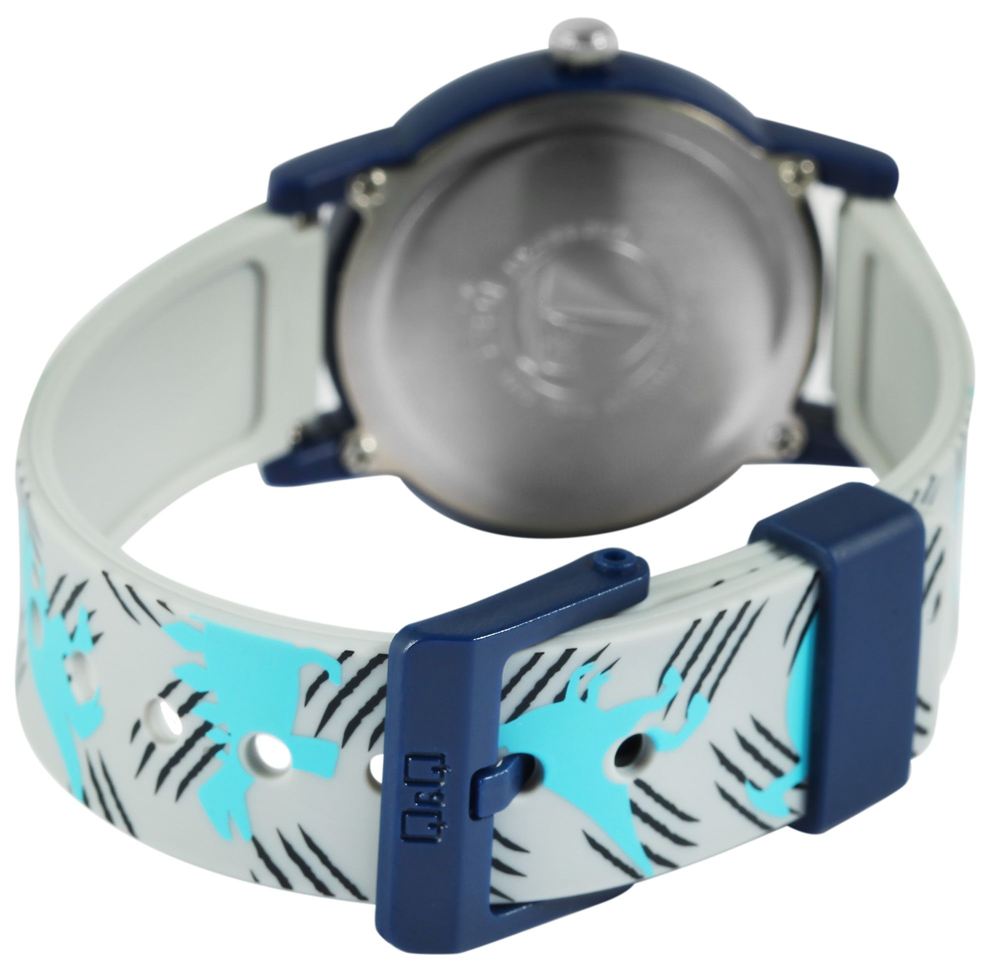 Q&Q Kinderuhr, Kunststoff, Silikonarmband, "Dinosaurier", 10 ATM, Ø 32 mm