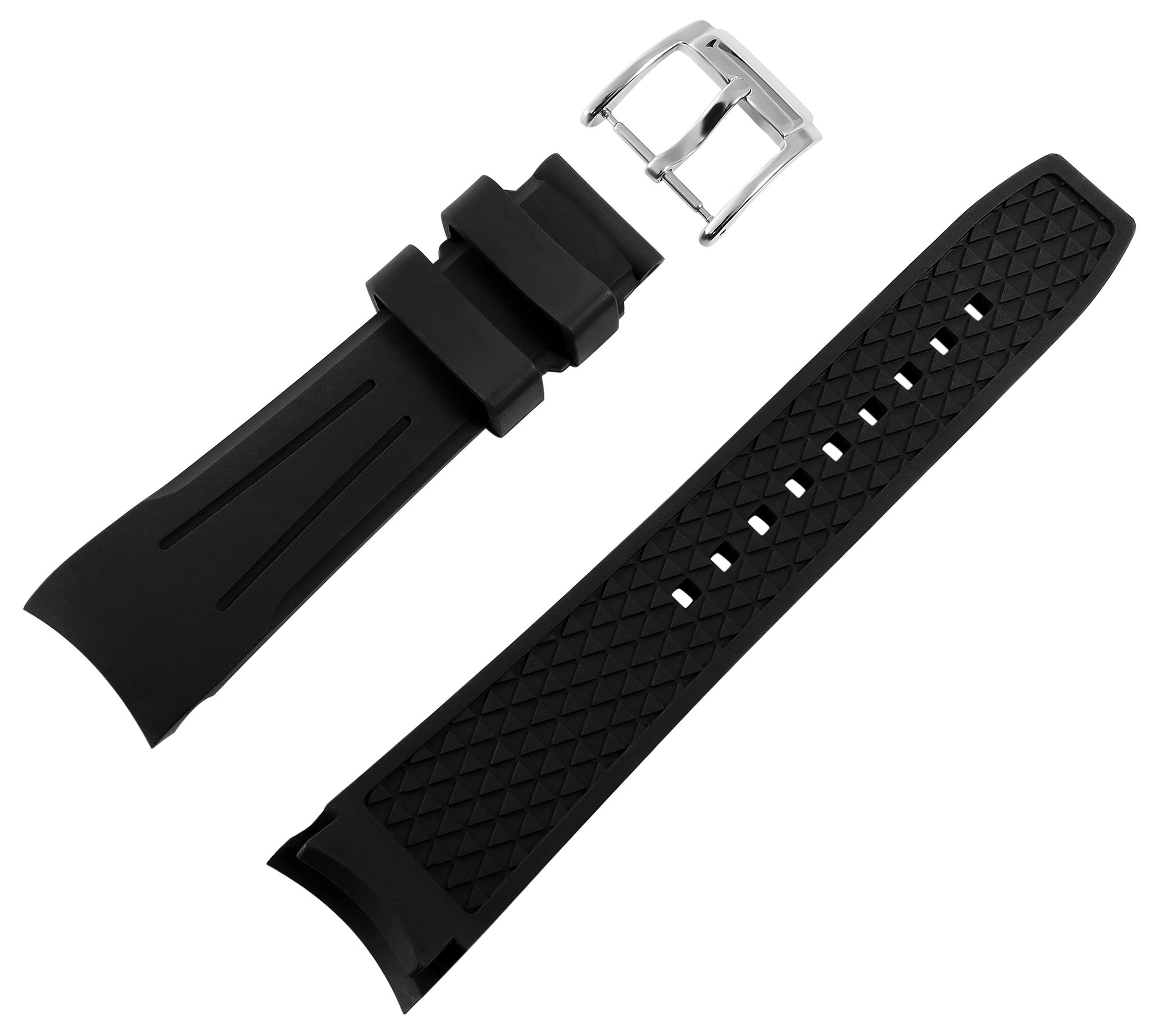 FKM Kautschuk-Uhrenarmband, Dornschließe, 20 mm, schwarz, (FKM= Fluorelastomer-Kautschuk)