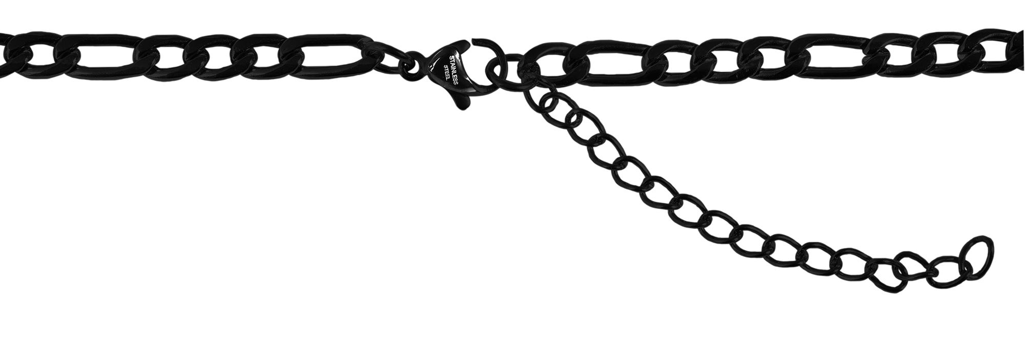 Akzent Figarokette aus Edelstahl, 60 cm / 4 mm, schwarz