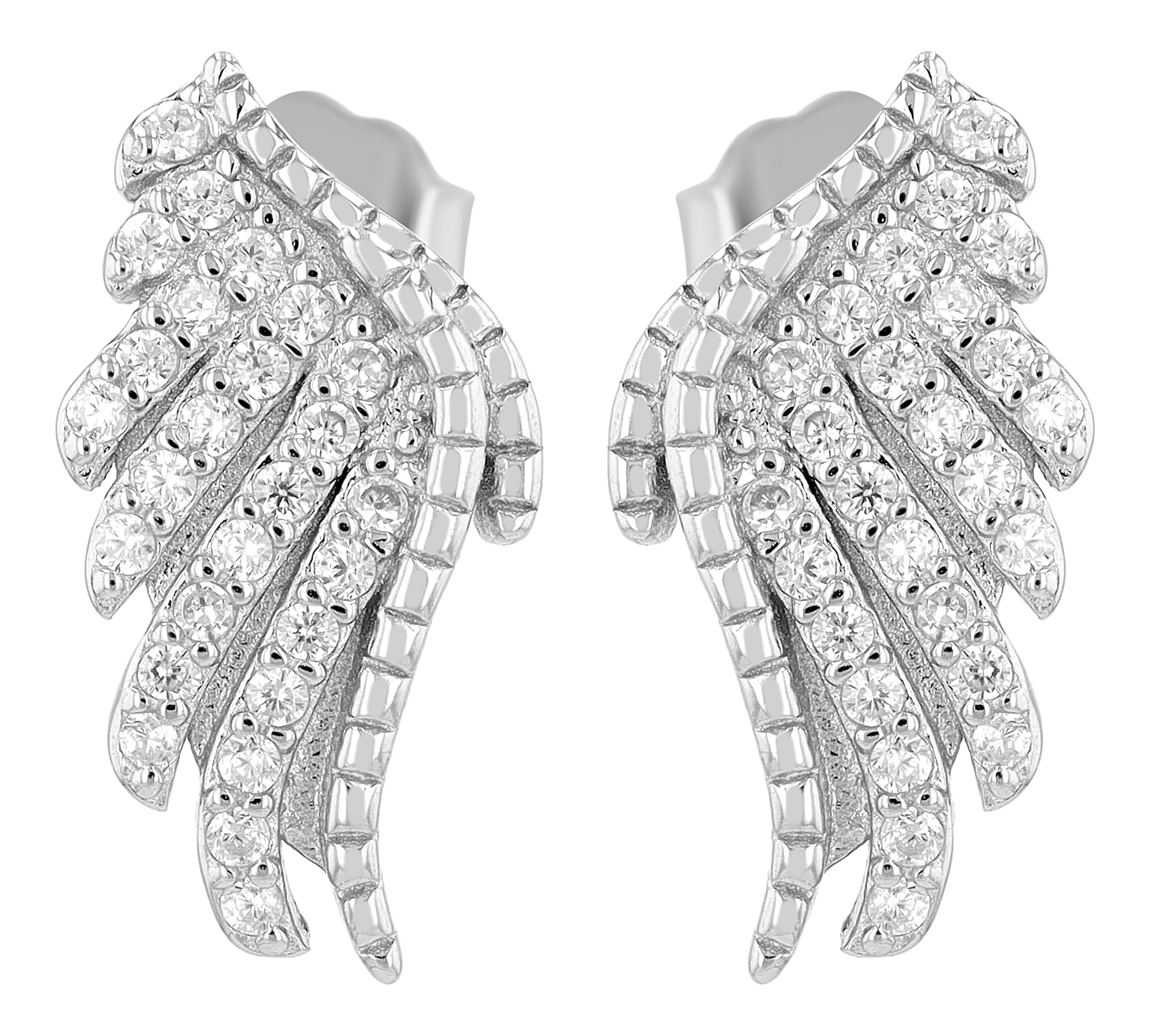 "Saya" 925/- Echt Silber Ohrstecker Zirkonia silberfarben rhodiniert Engelsflügel