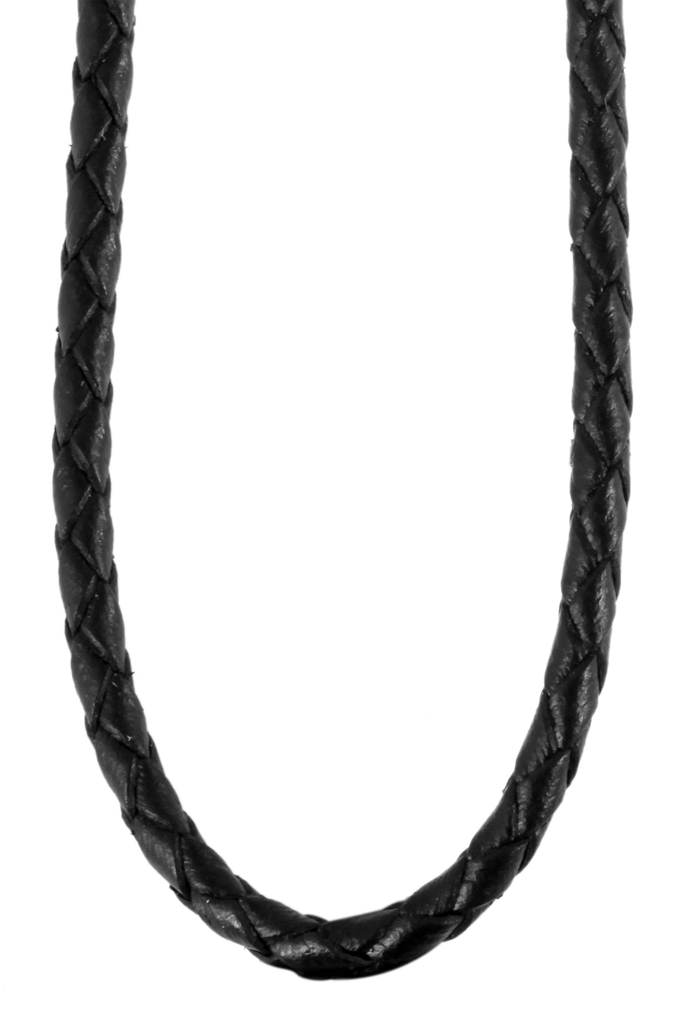 "Paul", Echtleder, geflochten Kette, schwarz,, 45 cm/ 3 mm