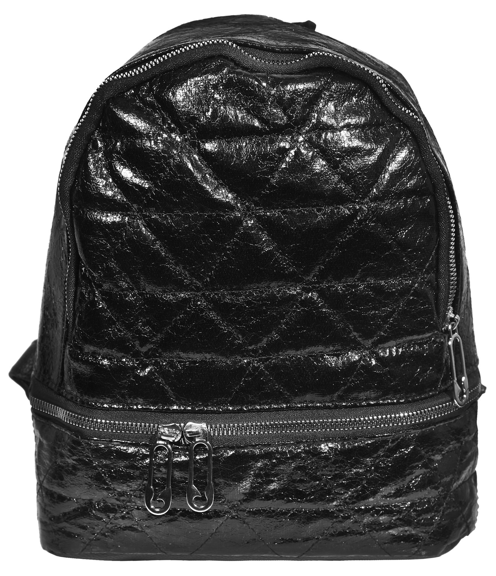 Damen-Rucksack aus Lederimitat, schwarz, Länge: 26 cm / Breite: 23,5 cm / Stärke: 11,5 cm