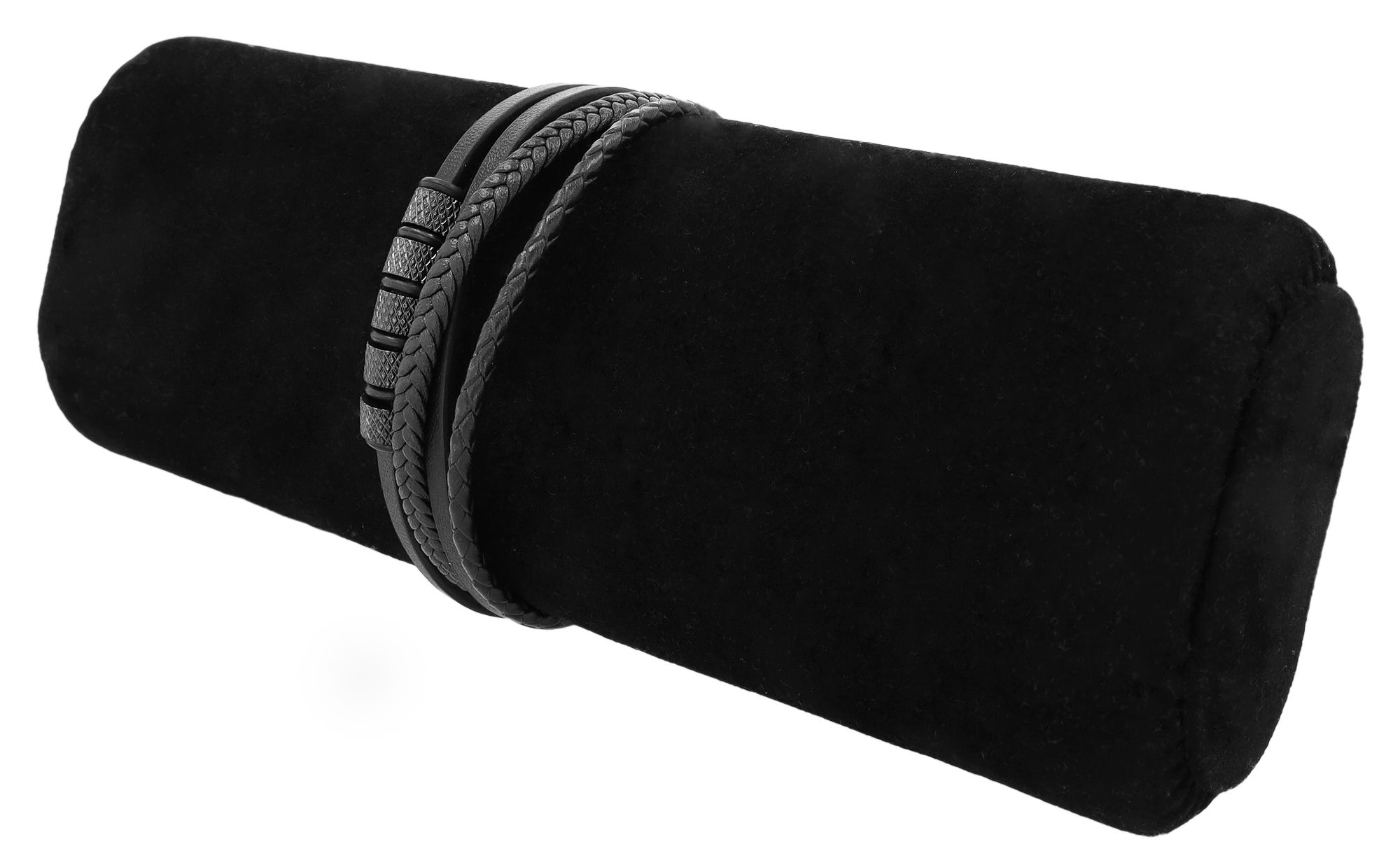 Akzent Echtleder Armband "Arvid"mit Edelstahlelementen IP beschichtet