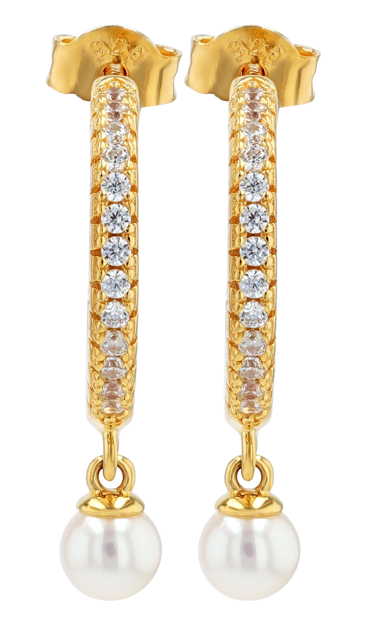 Sif Jakobs Jewellery 925/- Echt Silber Halbcreole mit Hänger "Ellera Perla Medio" Ø 10,5 mm, vgold.