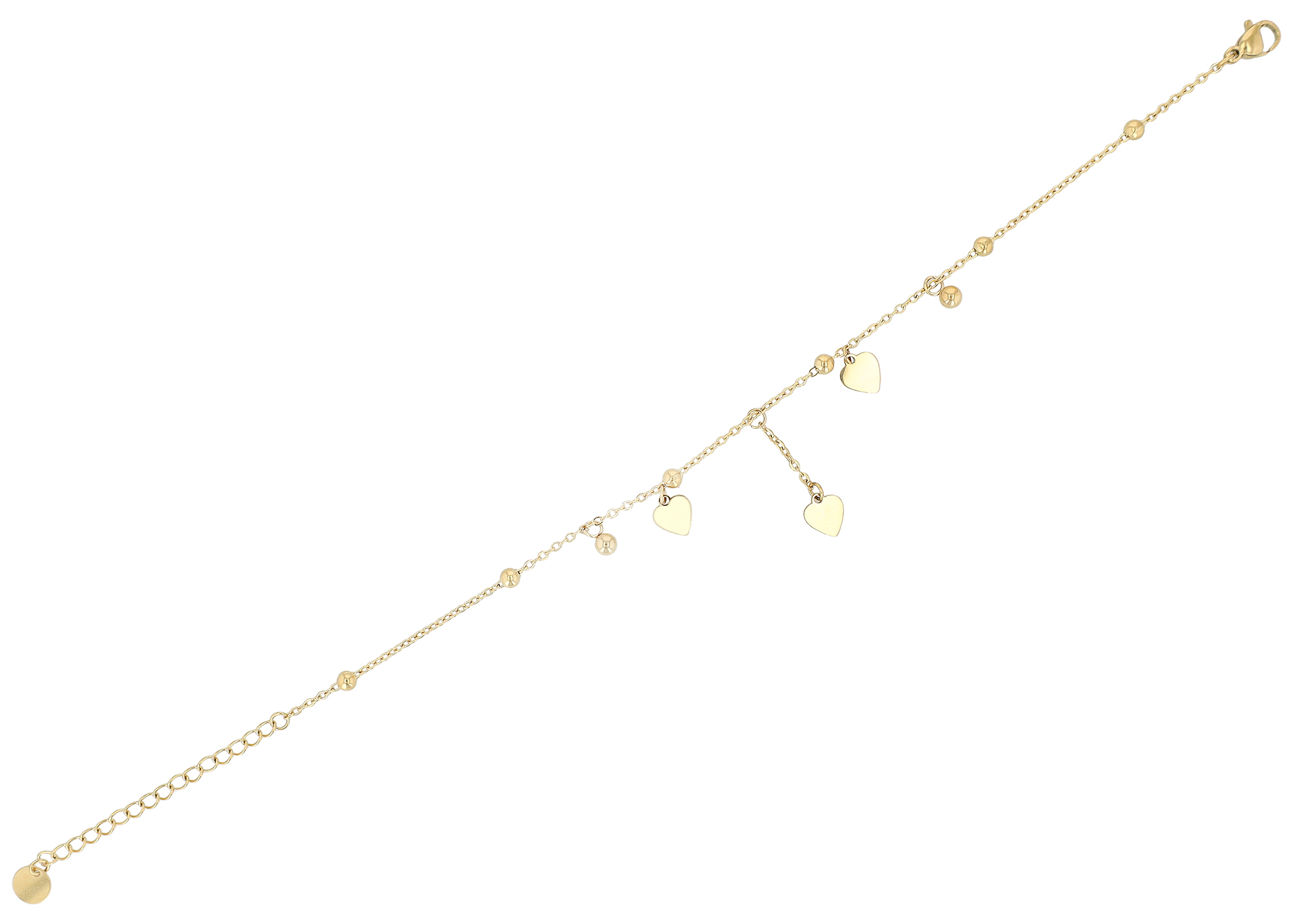 "Dafne" Fußkette mit Herzanhänger, Edelstahl, goldfarben