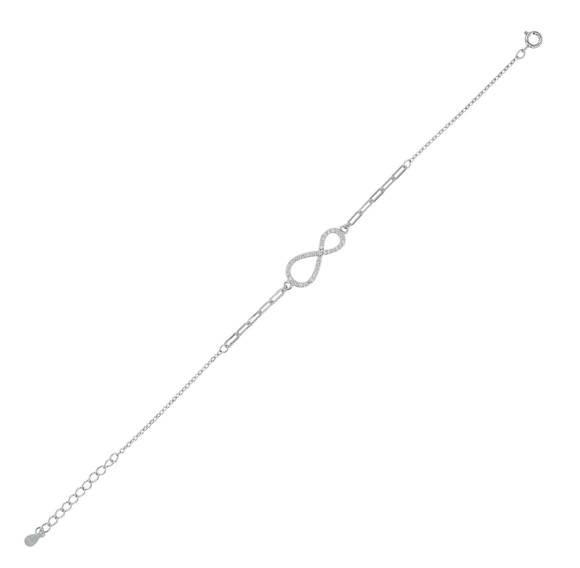 925/- Echt Silber Armband "Nova", Infinity, rhodiniert, 17+3 cm