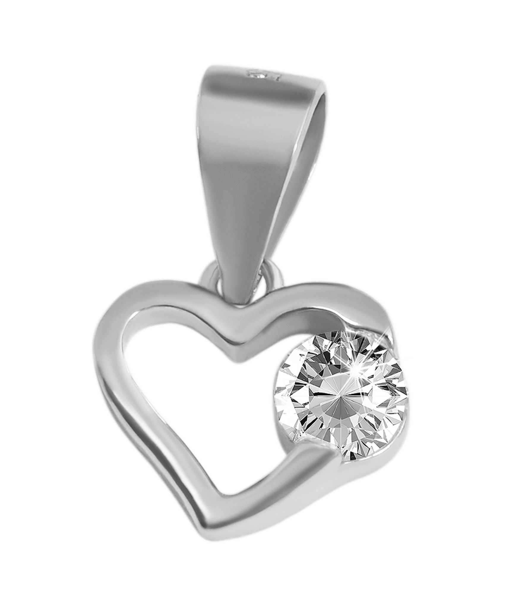 "Kiona" 925/- Echt Silber Schmuckset Herz, Ohrstecker/ Anhänger, Zikon, rhodiniert