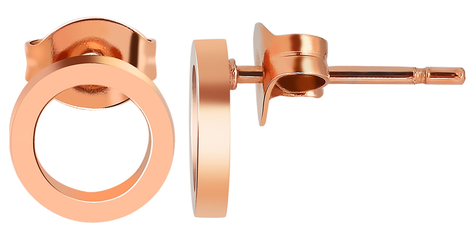 "Kiara" Edelstahl Ohrstecker - offener Kreis/ circle Ø 8 mm, roségoldfarbig