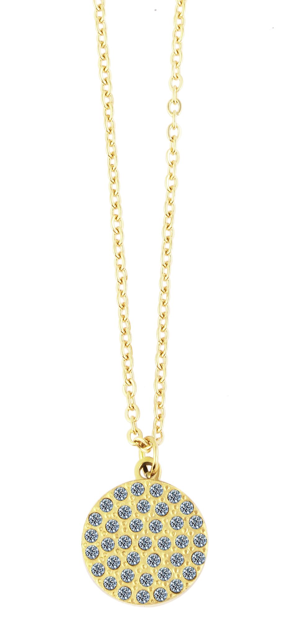"Mathilda", Edelstahlkette mit Anhänger, 43 cm, Similisteine, goldfarbig