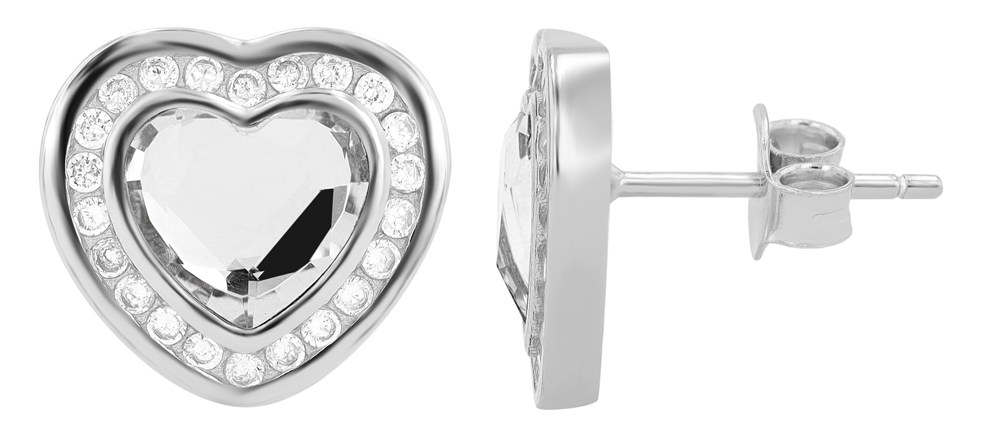 "Alvira" 925/- Echt Silber Ohrstecker silberfarben rhodiniert Zirkonia Herz