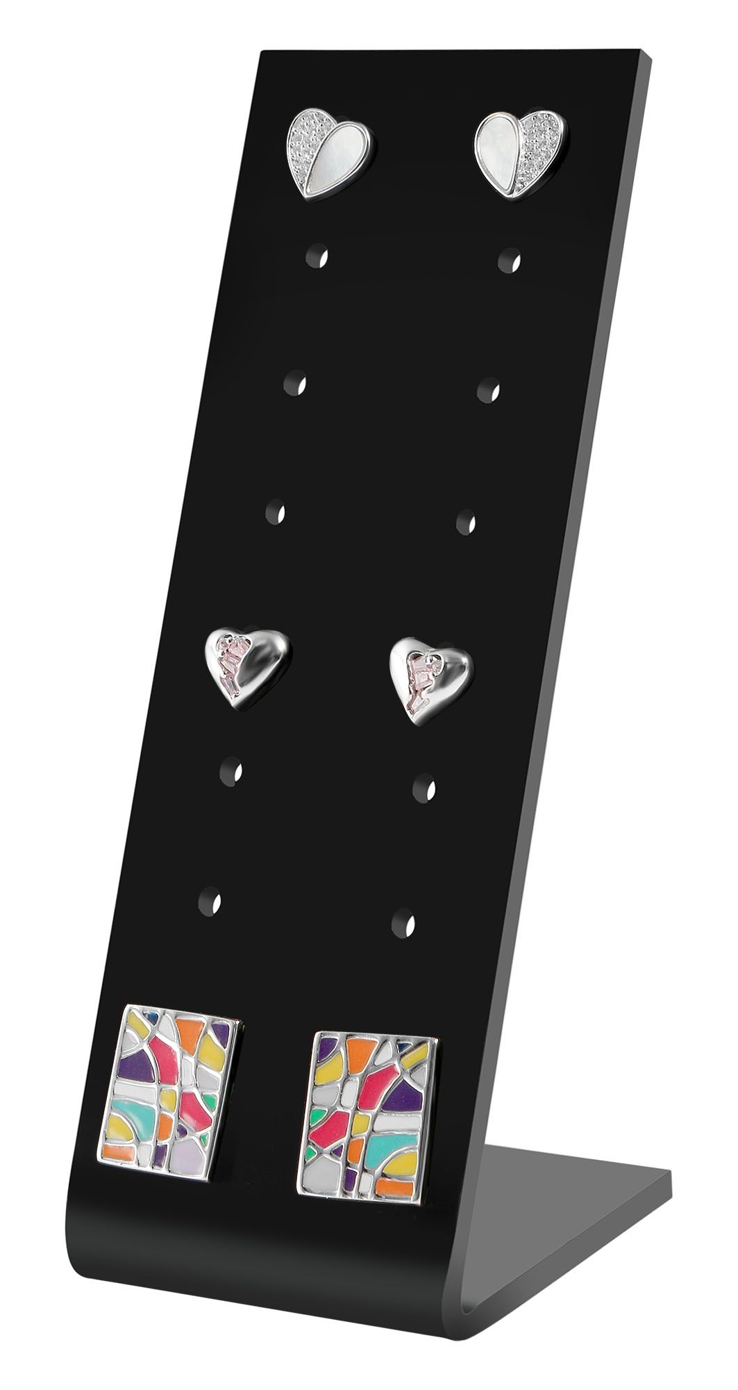 Schmuckaufsteller für 8 Paar Ohrringe, Acryl, 11,5 x 4 x 4 cm, schwarz